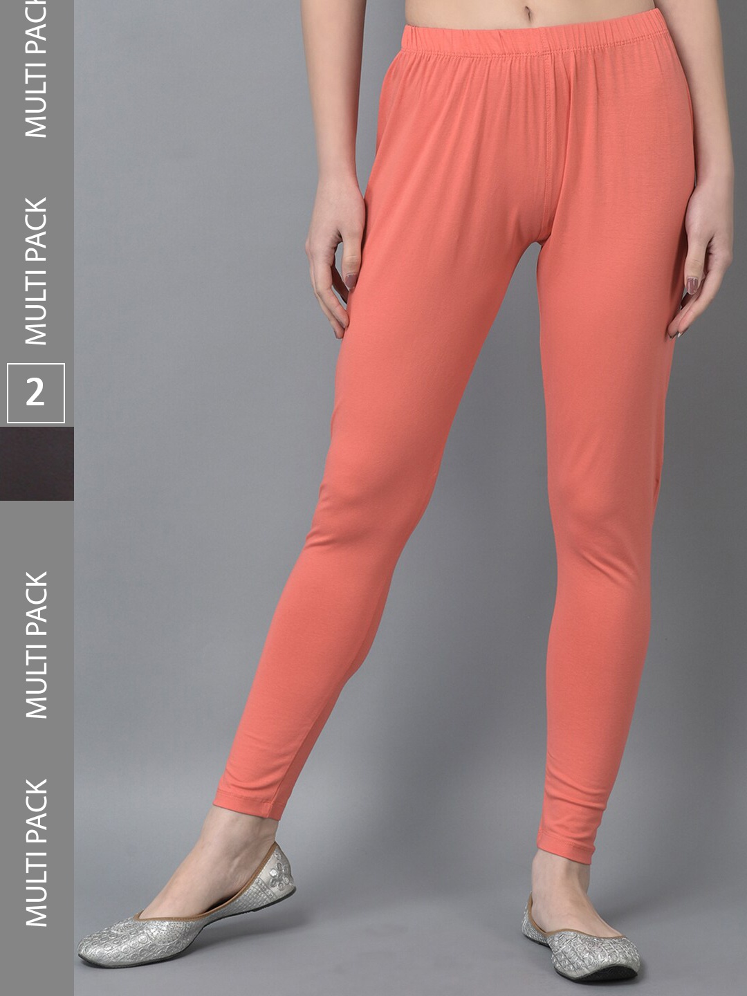 

Dollar Missy Pack Of 2 Slim Fit Ankle-Length Leggings, Grey