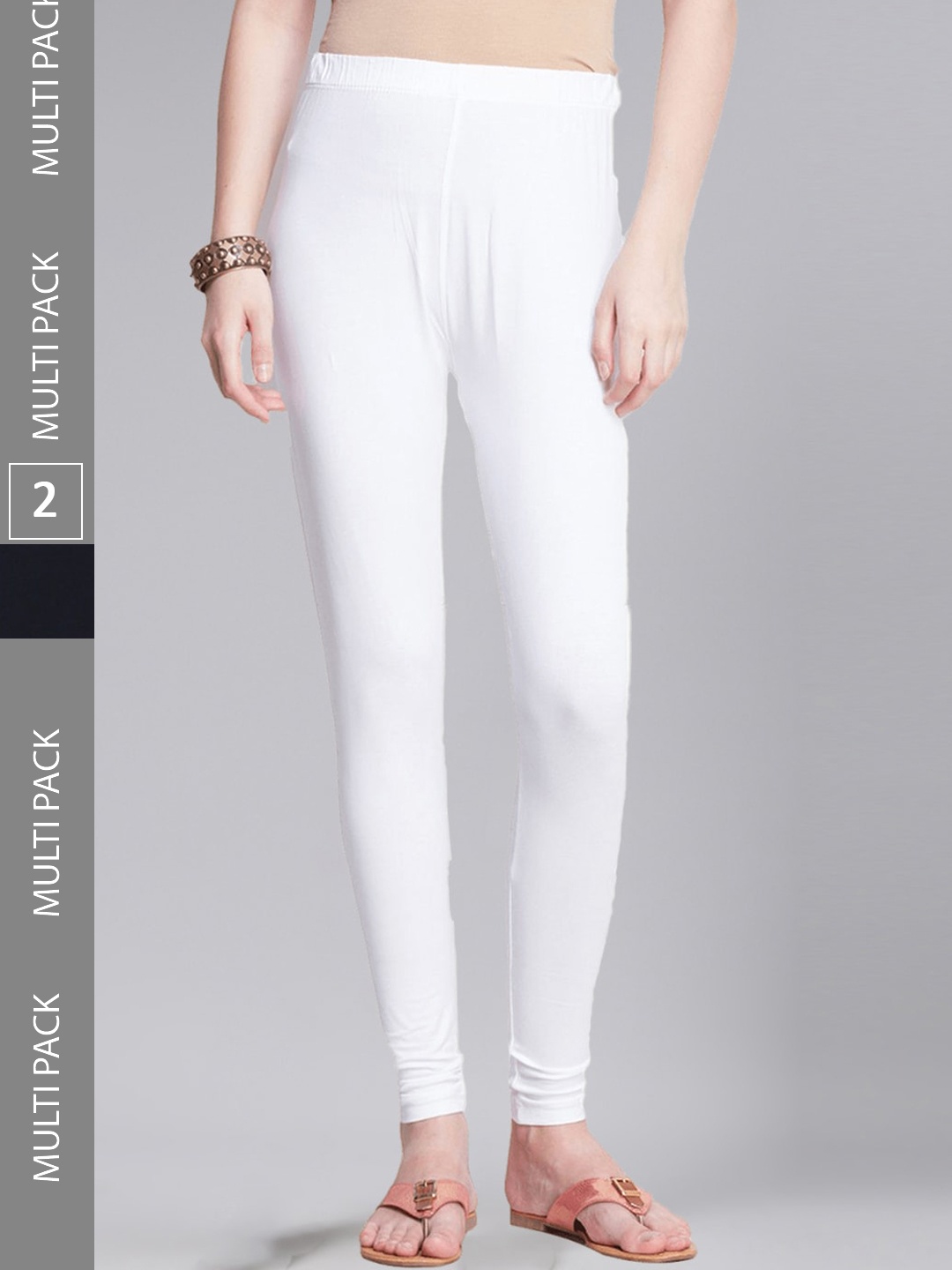 

Dollar Missy Women Pack Of 2 Churidar Length Slim Fit Leggings, White