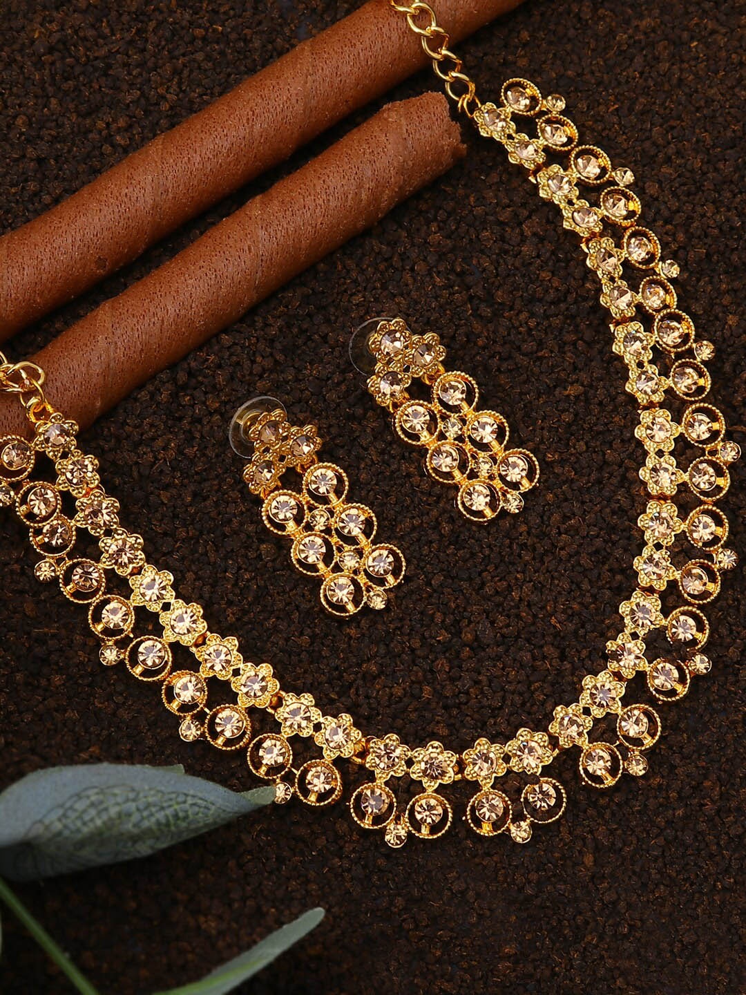 Sukkhi Gold-Plated Stone-Studded Necklace and Earrings