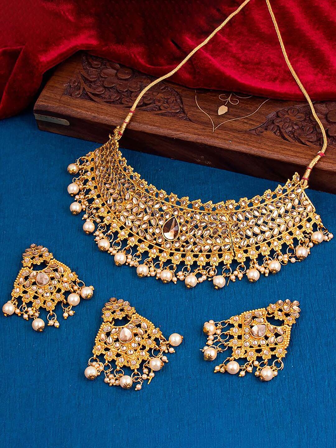 

Sukkhi Gold-Plated Kundan-Studded Pearl Beaded Jewellery Set