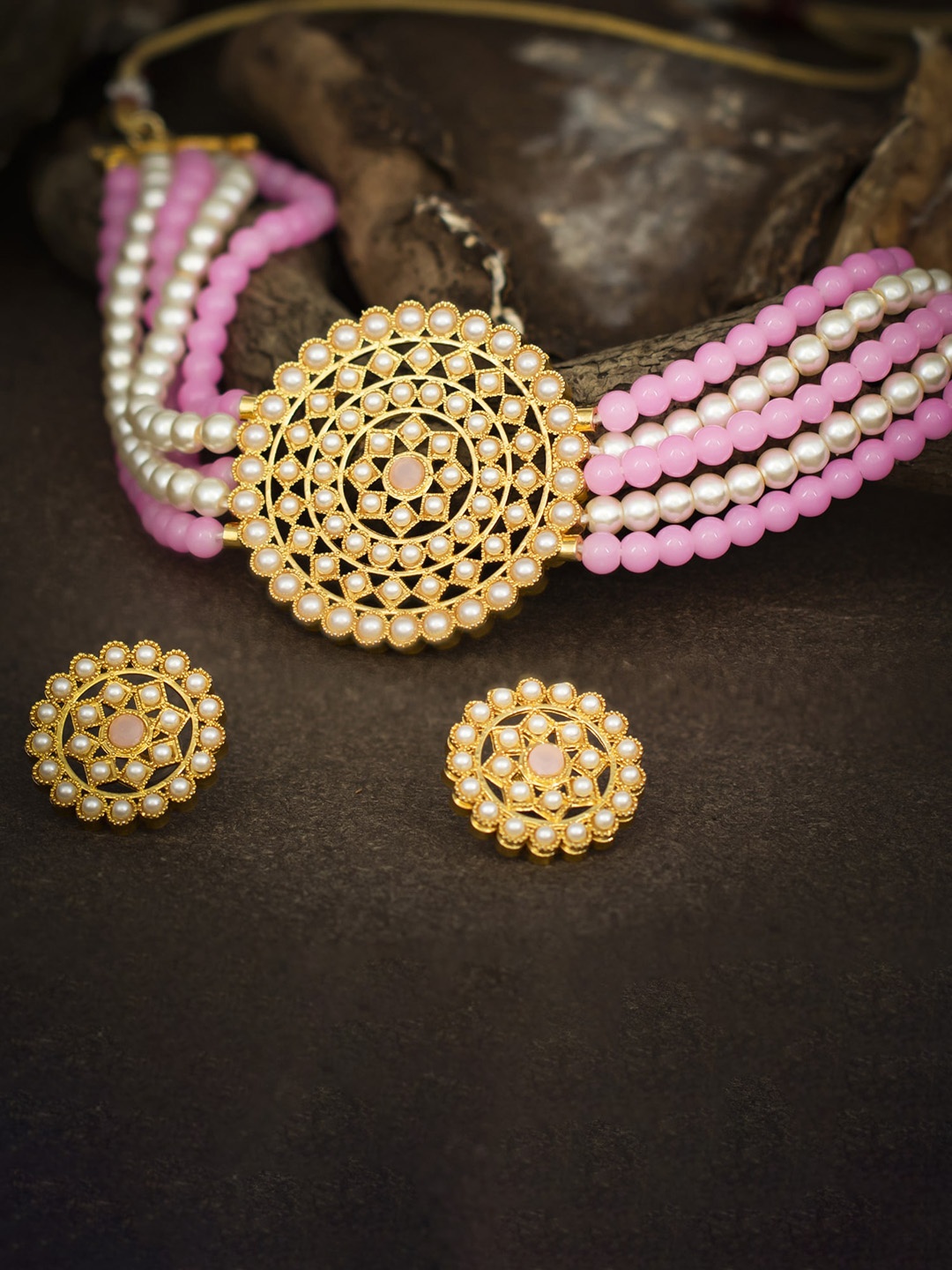 

Sukkhi Gold-Plated Artificial-Studded & Beaded Jewellery Set