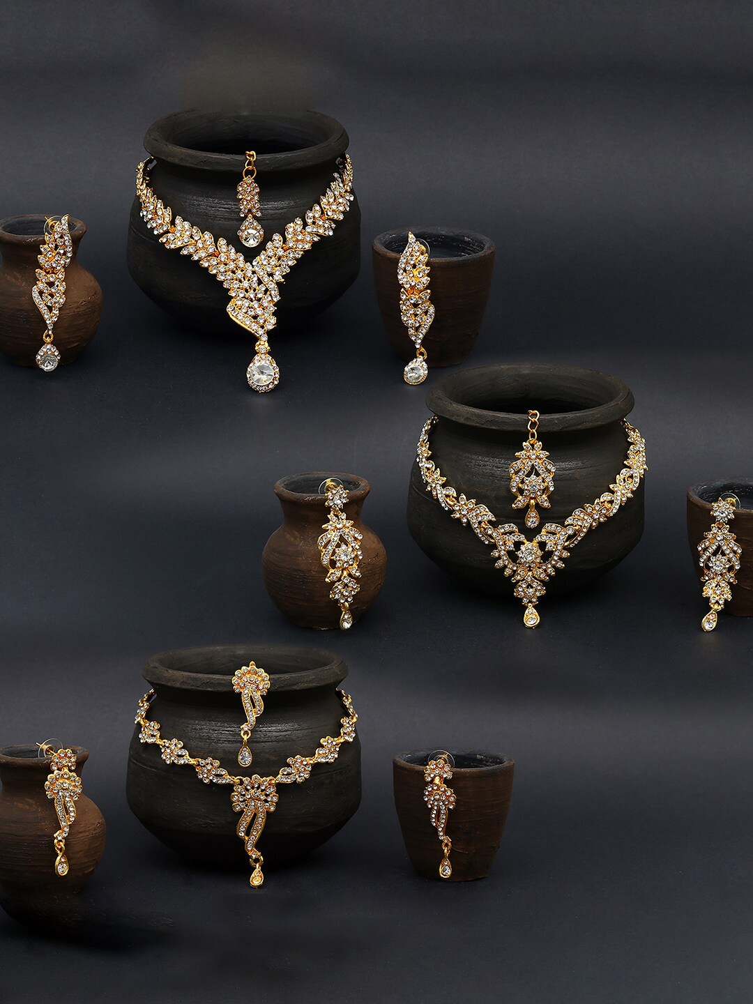 

Sukkhi Set Of 3 Gold-Plated Stone-Studded Jewellery Set