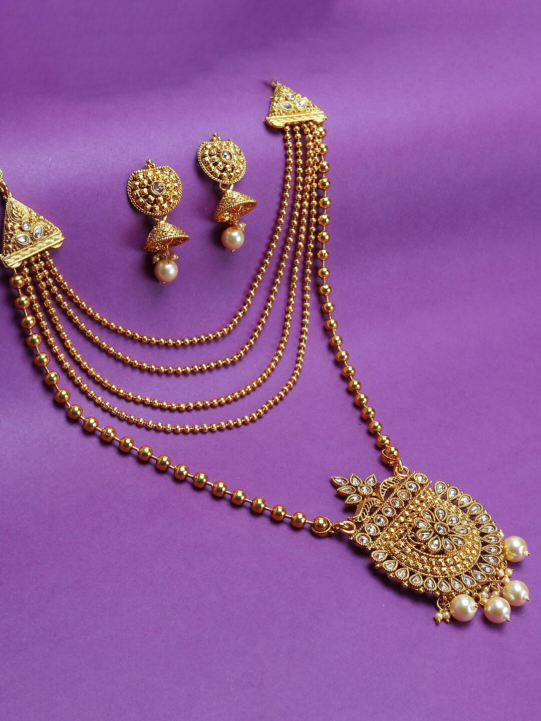 

Sukkhi Gold-Plated Stone-Studded and Artificial-Beaded Jewellery Set