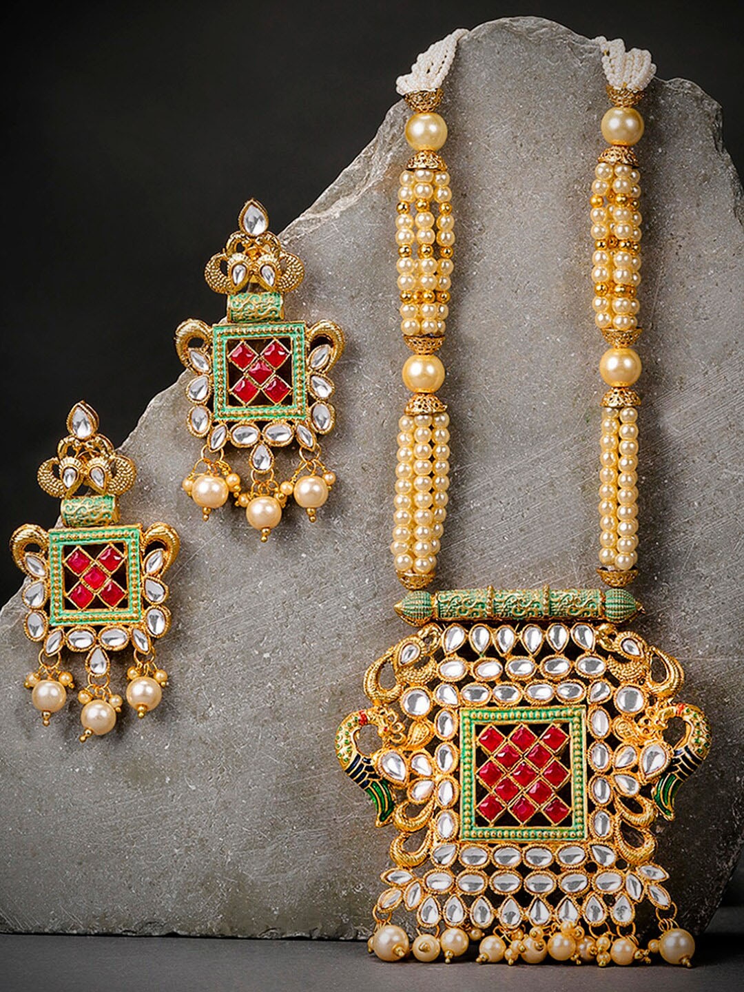 

Sukkhi Gold-Plated Kundan-Studded Necklace and Earrings Jewellery Set