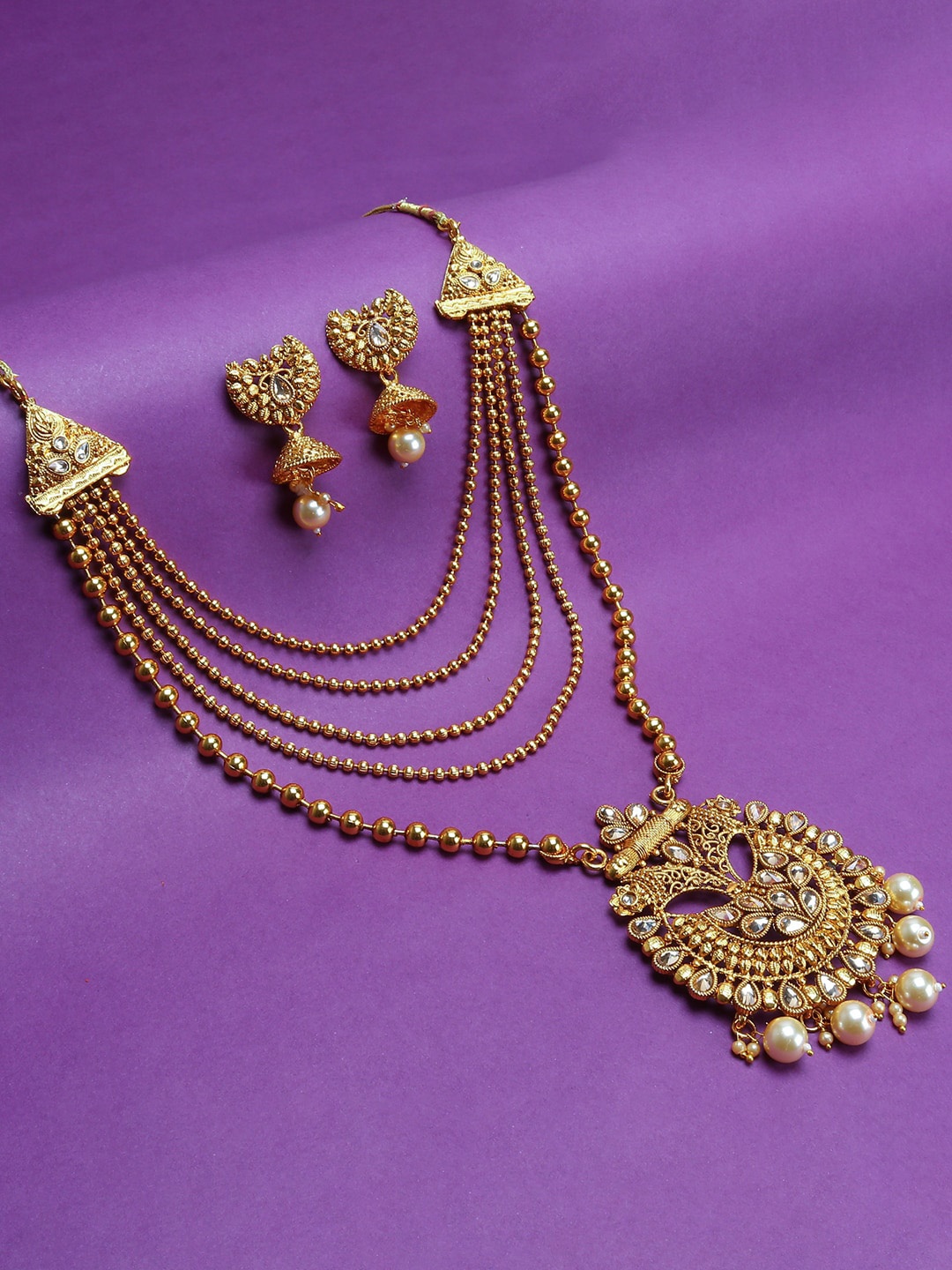 

Sukkhi Gold-Plated Stone-Studded and Beaded Jewellery Set