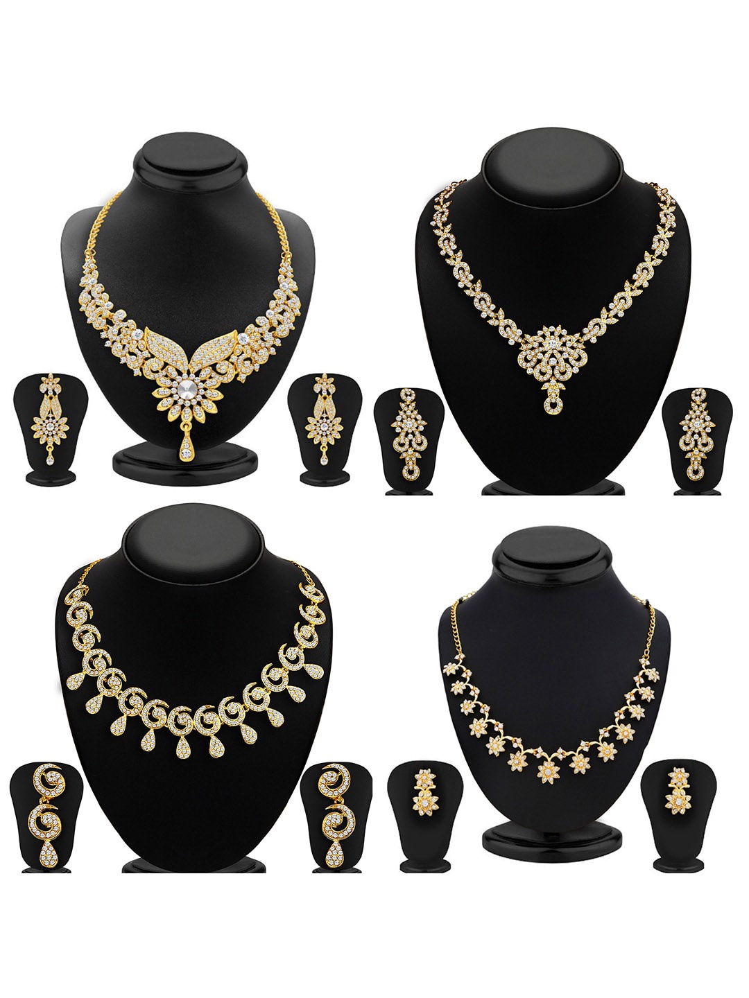 

Sukkhi Set Of 4 Gold-Plated Stone Studded Jewellery Set