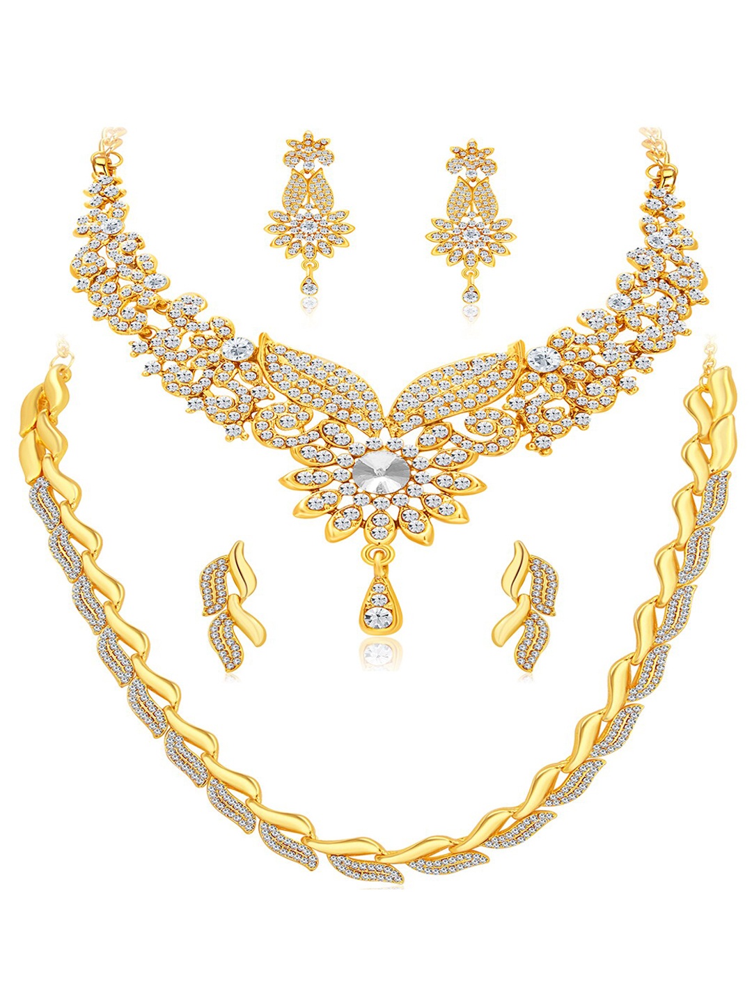 

Sukkhi Set of 2 Gold-Plated Stone Studded Jewellery Set