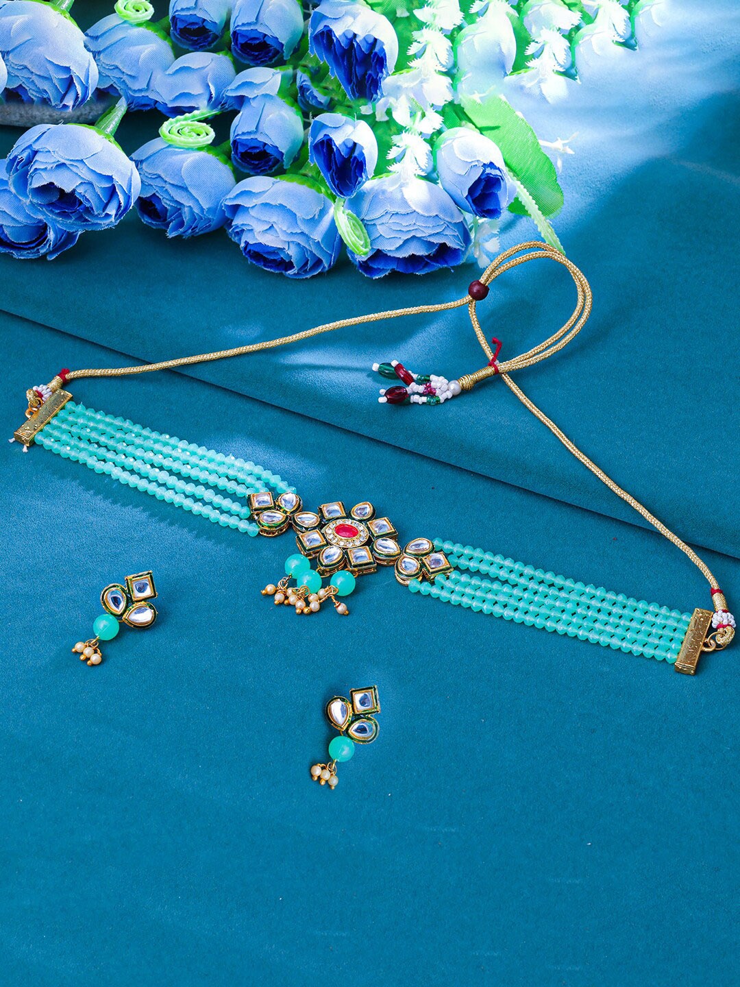 

Sukkhi Gold-Plated Kundan Studded Jewellery Set, Sea green