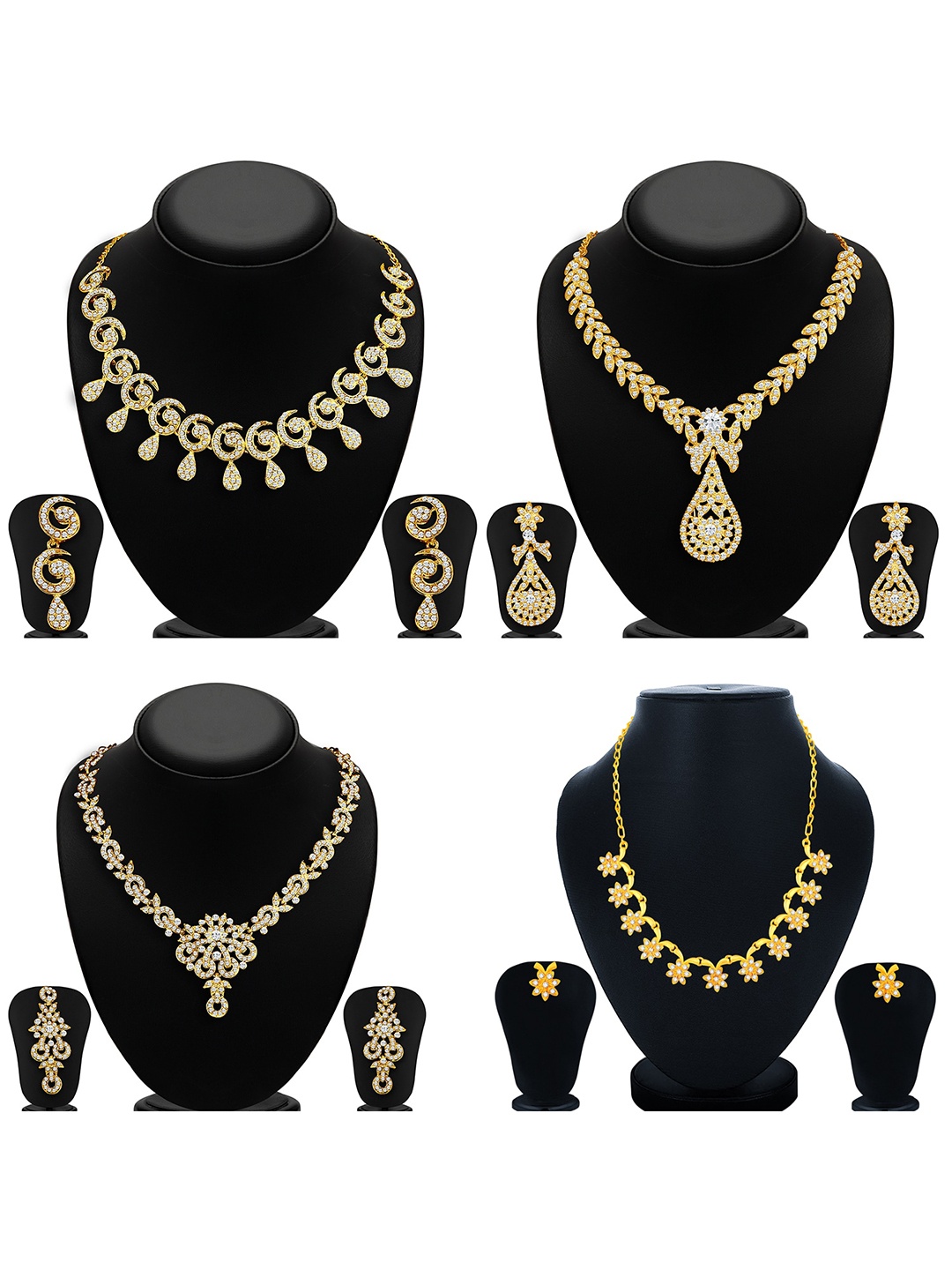 

Sukkhi Set of 4 Gold-Plated Stone-Studded Jewellery Set