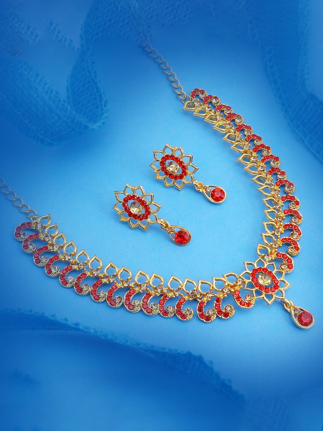 Sukkhi Gold-Plated Stone-Studded & Beaded Jewellery Set