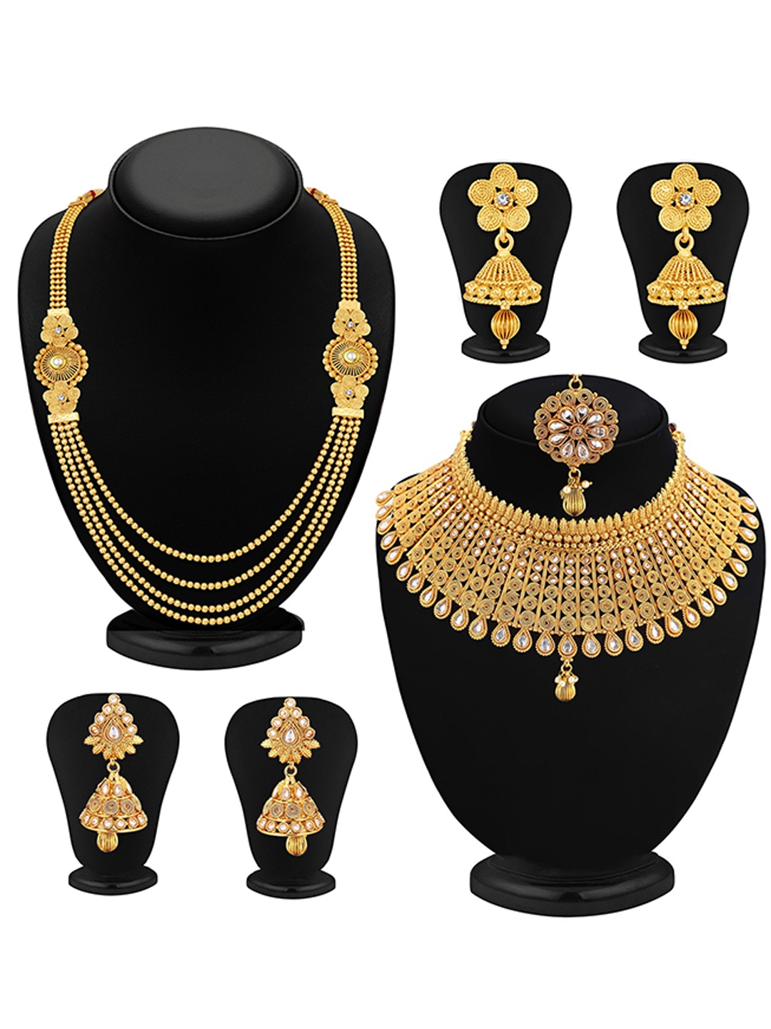 

Sukkhi Set Of 2 Gold-Plated Stone-Studded & Beaded Jewellery Set