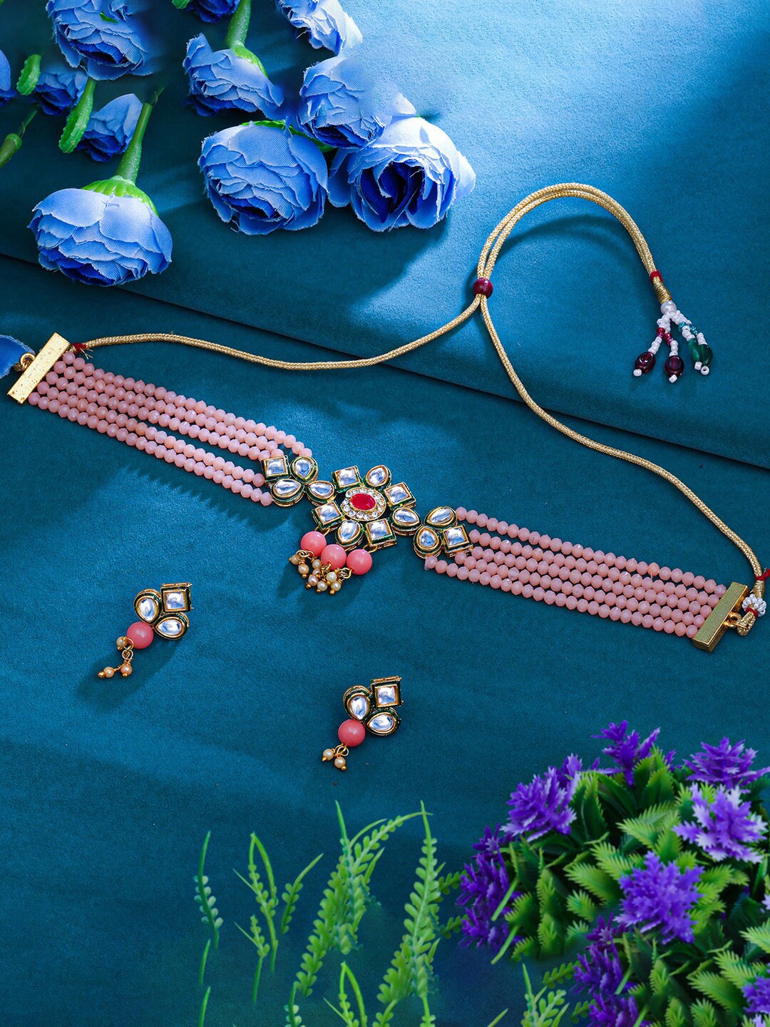 

Sukkhi Gold-Plated Kundan-Studded Choker Necklace & Earrings Set