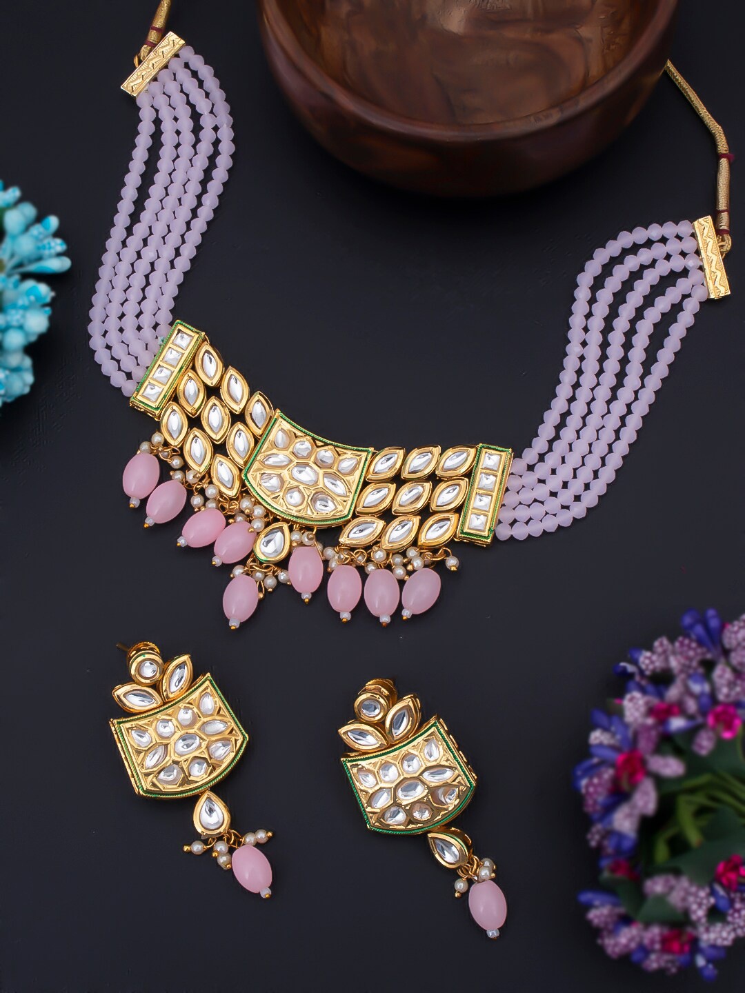 

Sukkhi Gold-Plated Kundan-Studded and Beaded Jewellery Set