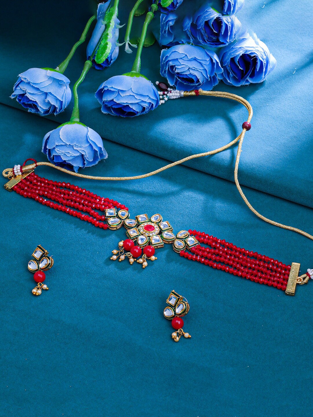 

Sukkhi Gold-Plated Kundan-Studded & Beaded Jewellery Set
