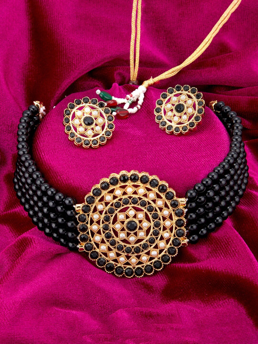 

Sukkhi Gold-Plated Stone-Studded & Beaded Jewellery Set