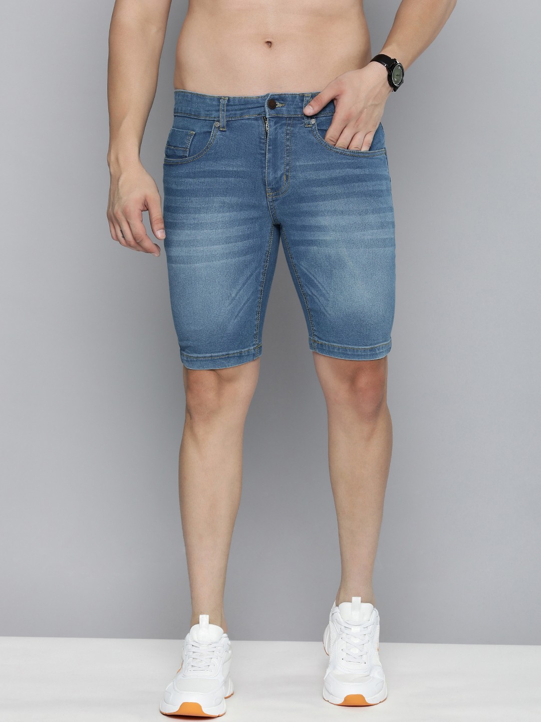 

HERE&NOW Men Denim Shorts, Blue