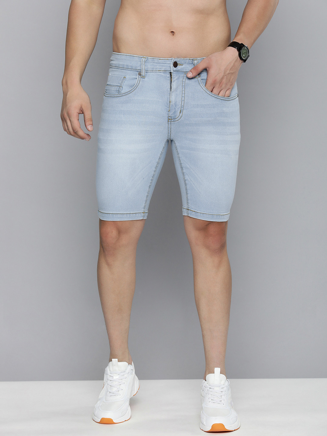 

HERE&NOW Men Denim Shorts, Blue