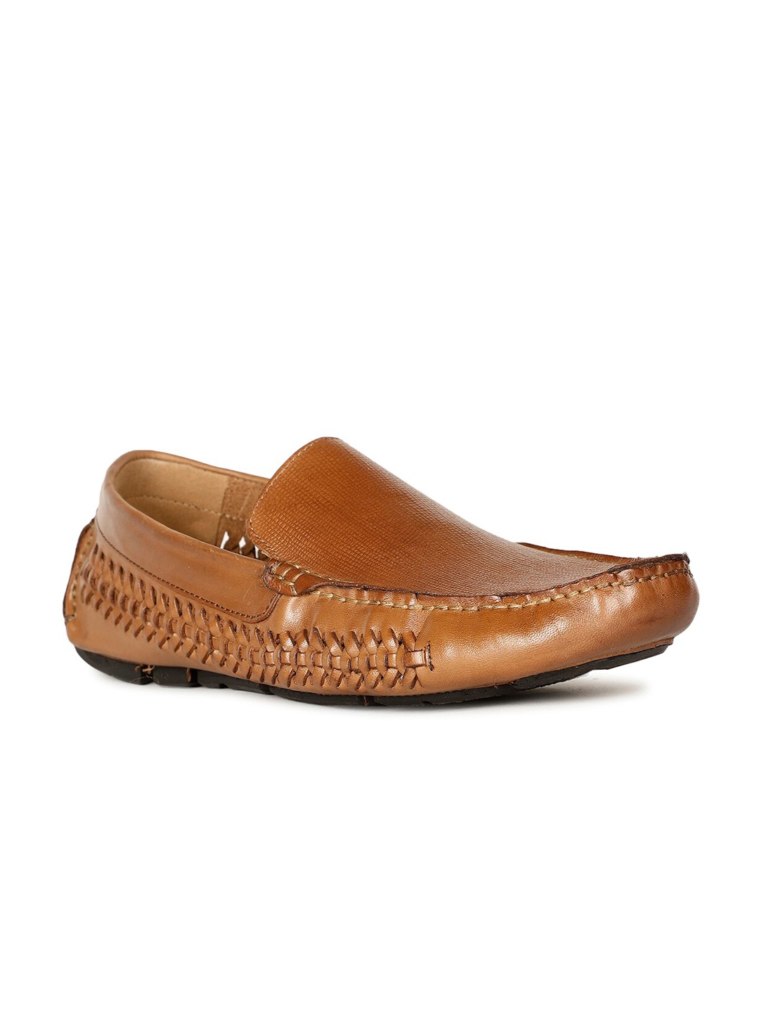 

Bata Men Textured Leather Loafers, Tan