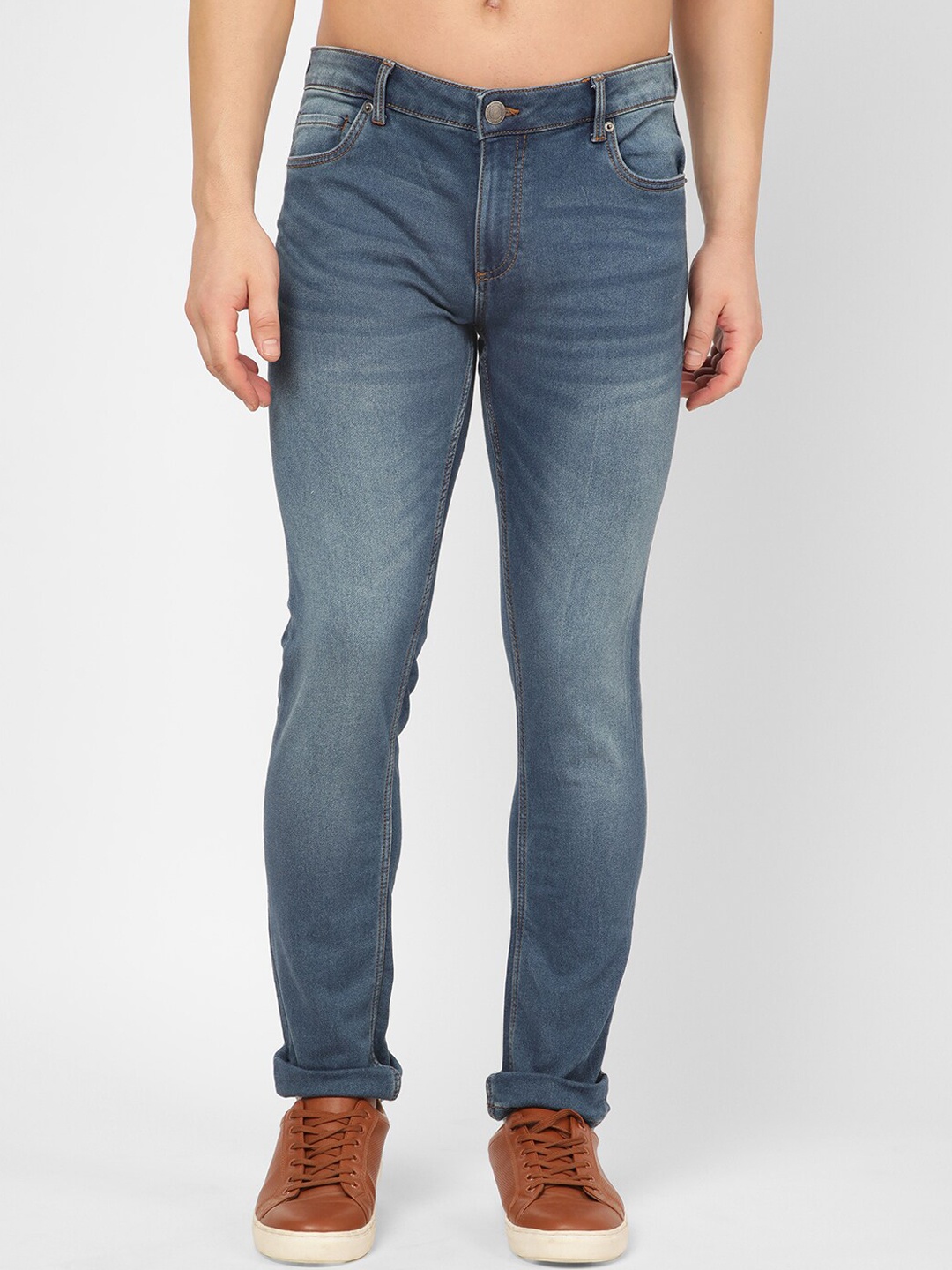

R&B Men Mid-Rise Heavy Fade Jeans, Blue