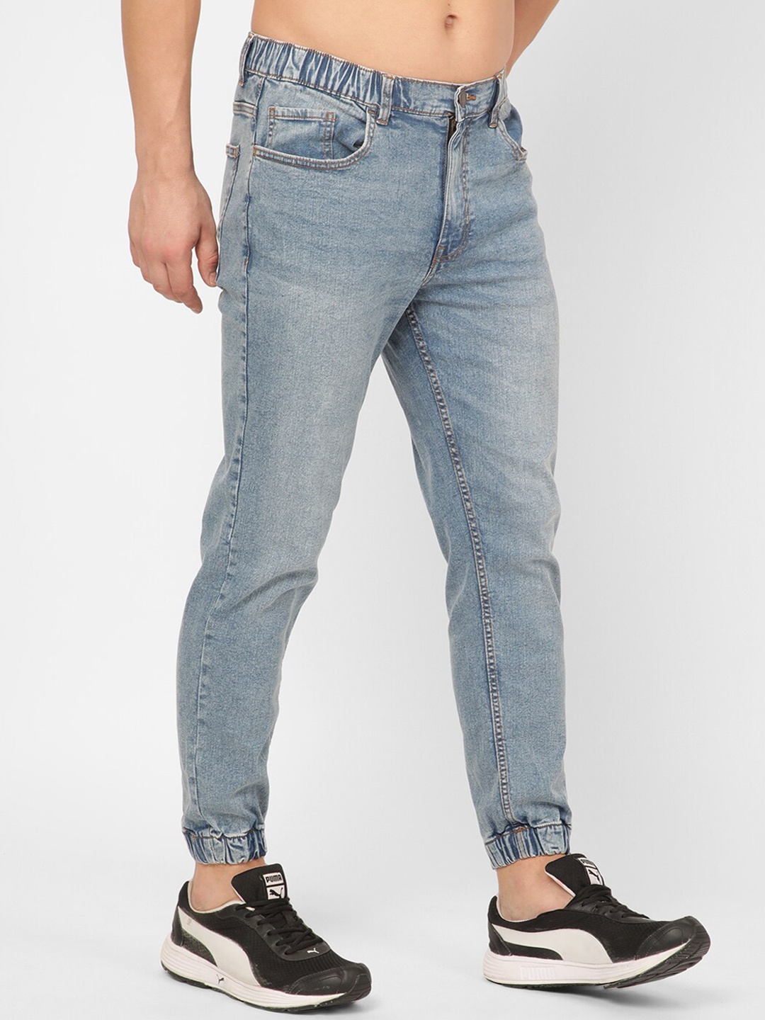 

R&B Men Heavy Fade Cotton Joggers, Blue