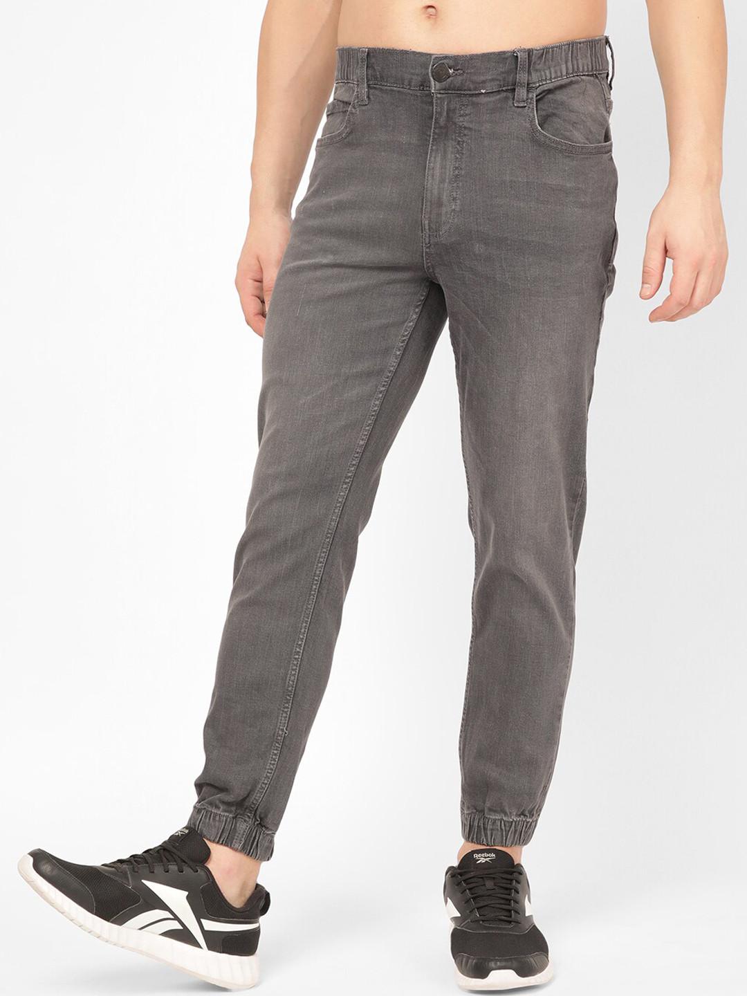 

R&B Men Mid-Rise Cotton Joggers, Grey