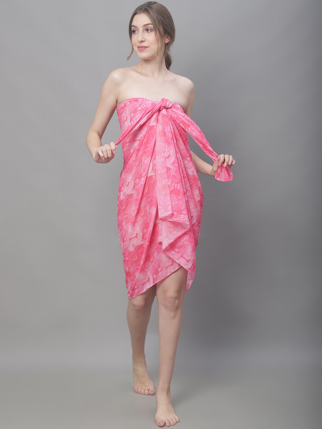 

Claura Abstract Printed Swimwear Cover Up Sarong, Pink
