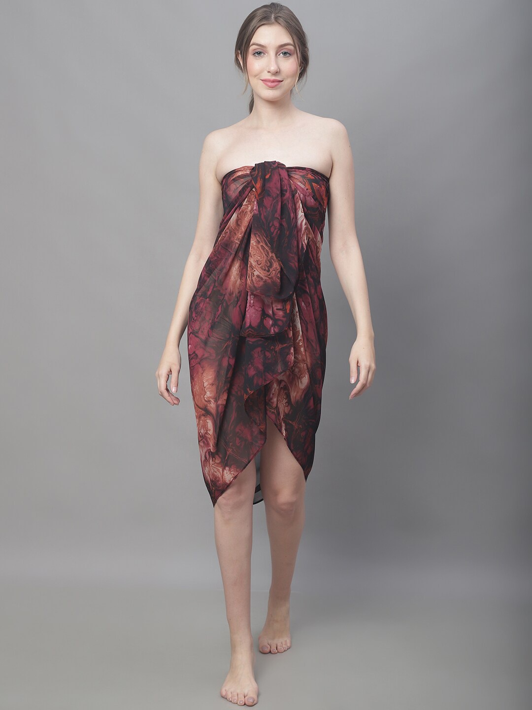 

Claura Abstract Printed Swimwear Cover Up Sarong, Brown
