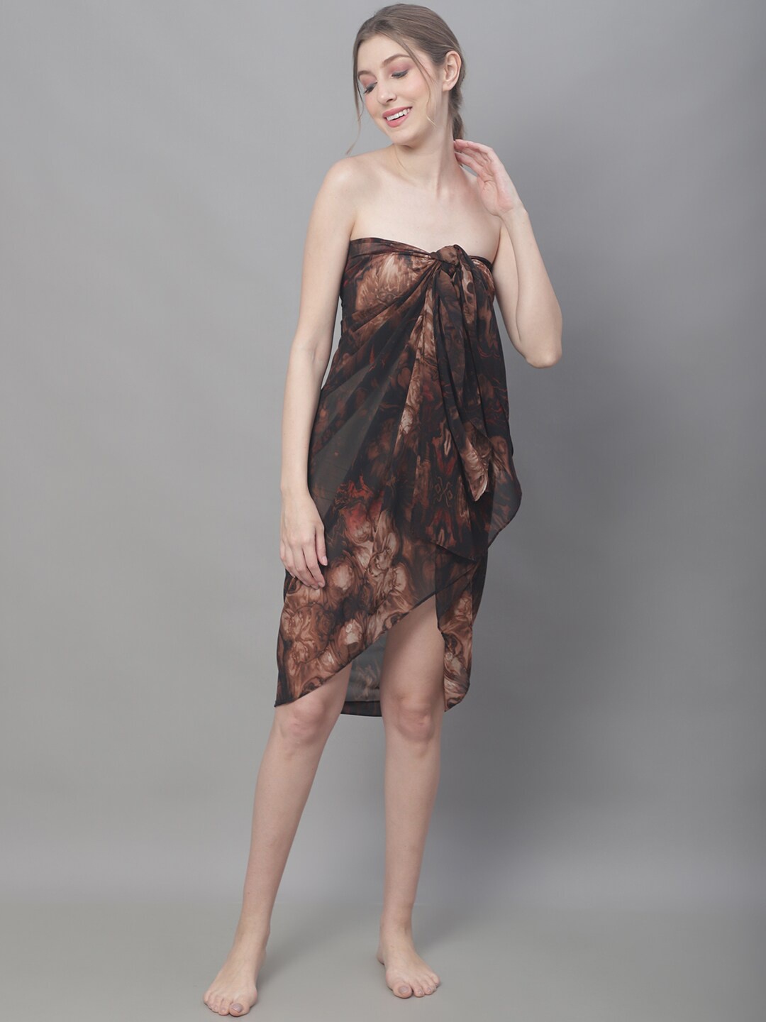 

Claura Abstract Printed Swimwear Cover Up Sarong, Brown