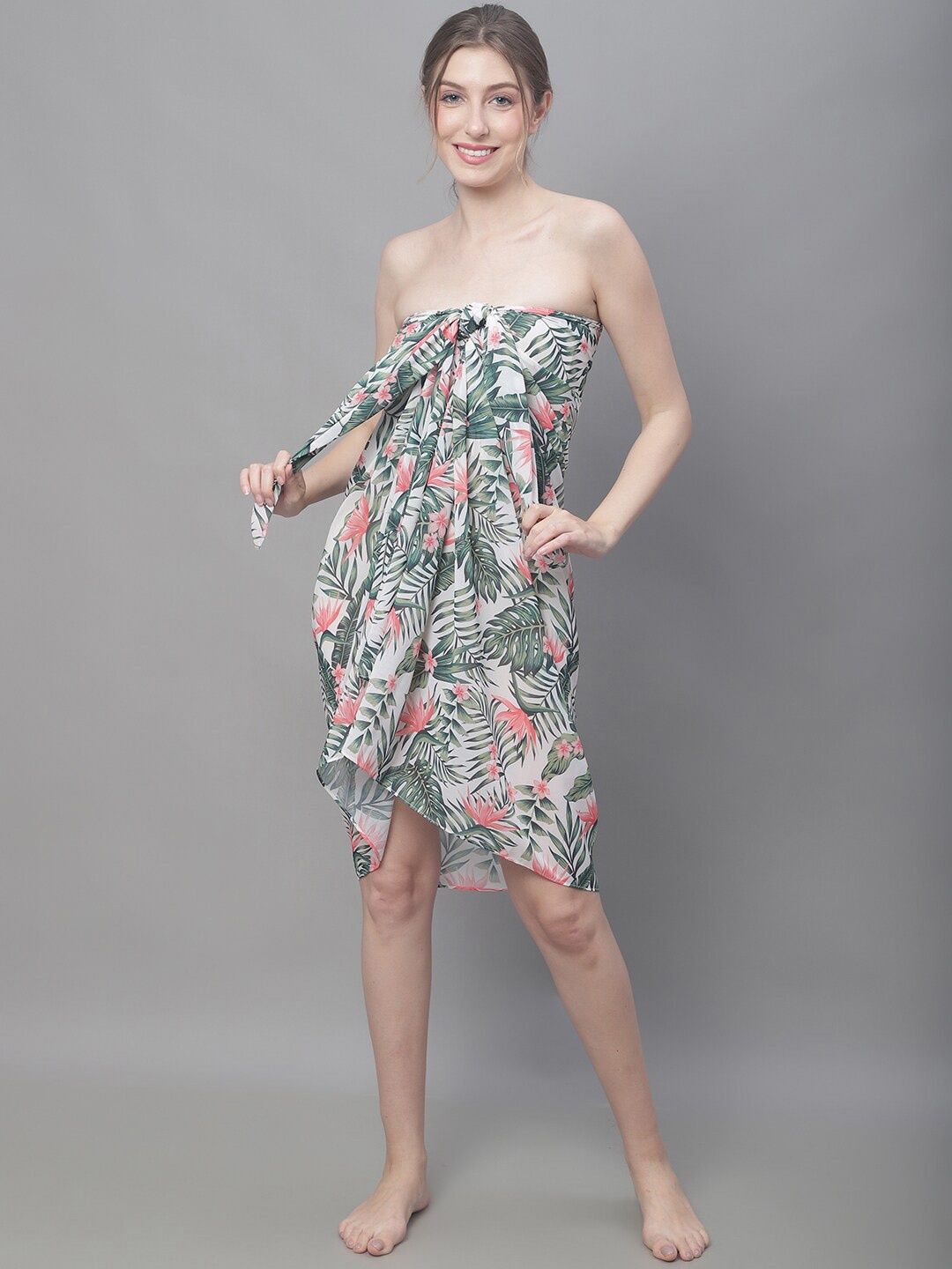 

Claura Tropical Printed Swimwear Cover Up Sarong, Green