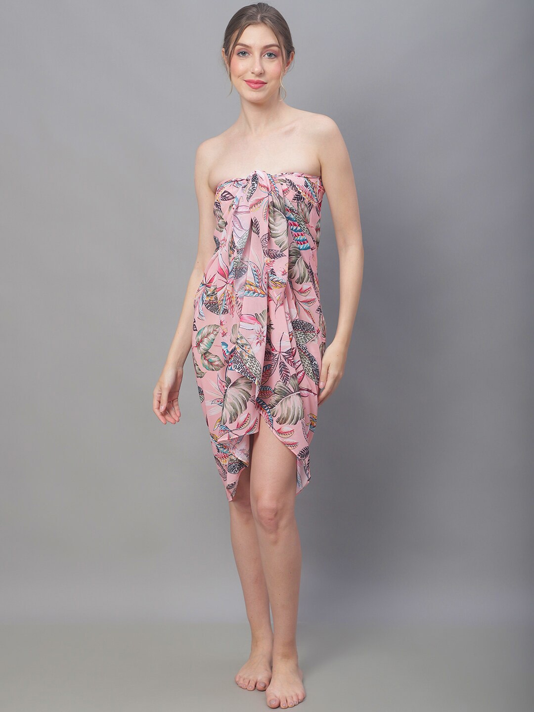 

Claura Tropical Printed Swimwear Cover Up Sarong, Pink