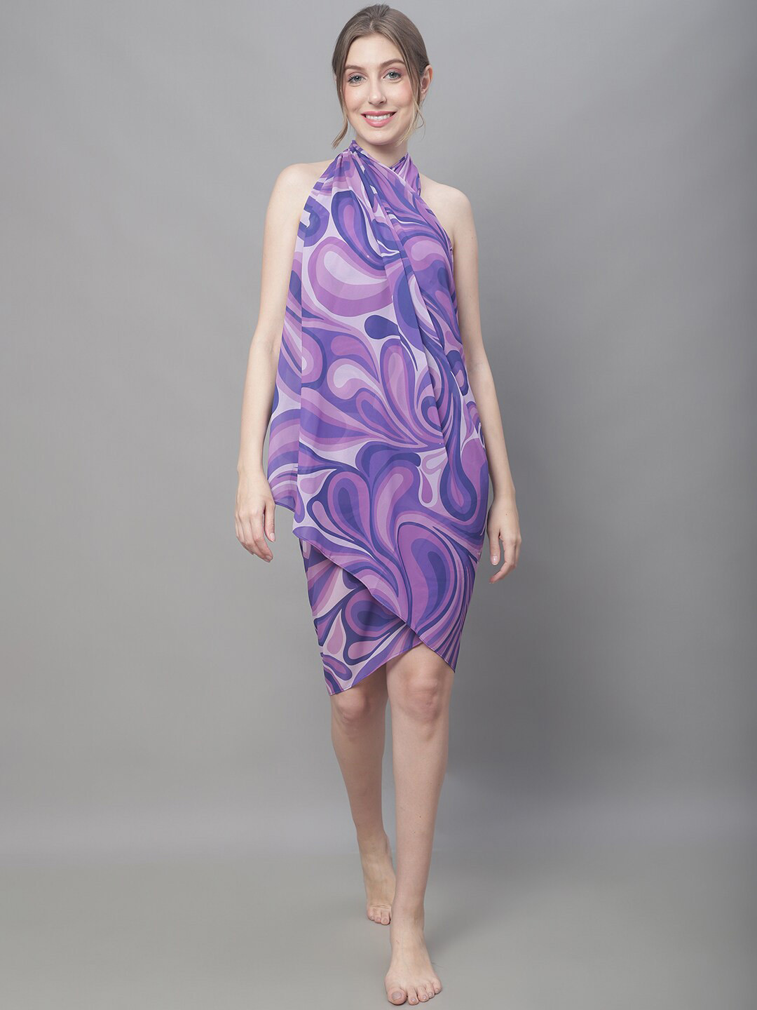

Claura Abstract Printed Swimwear Cover Up Sarong, Purple