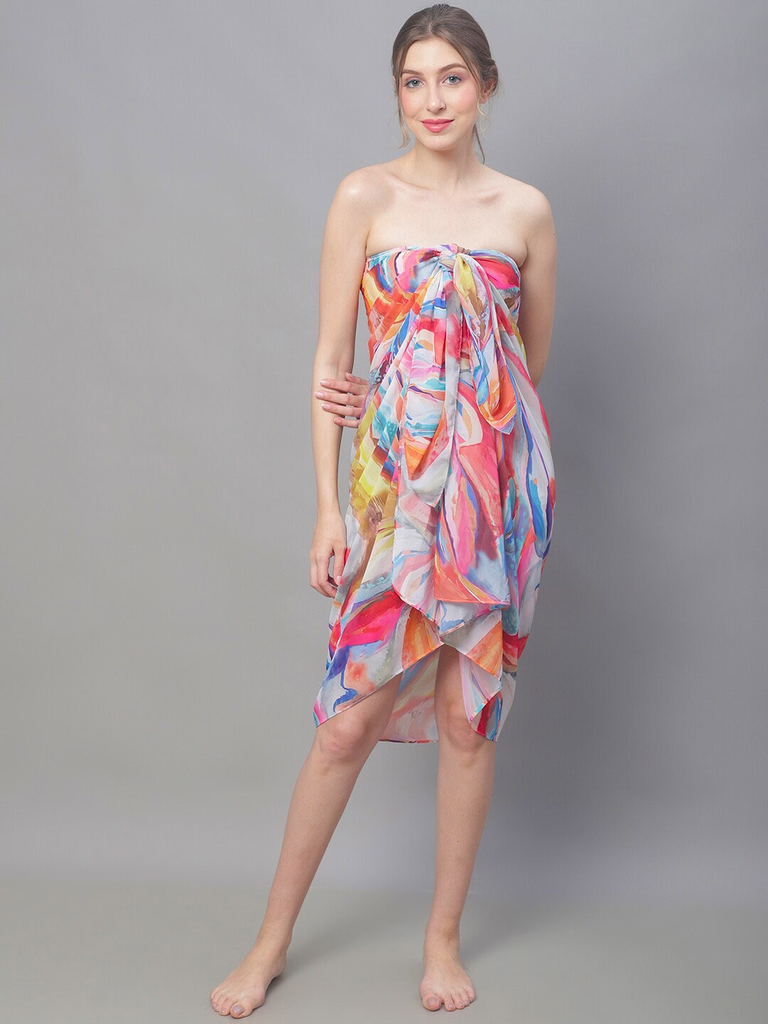 

Claura Abstract Printed Swimwear Cover Up Sarong, Pink