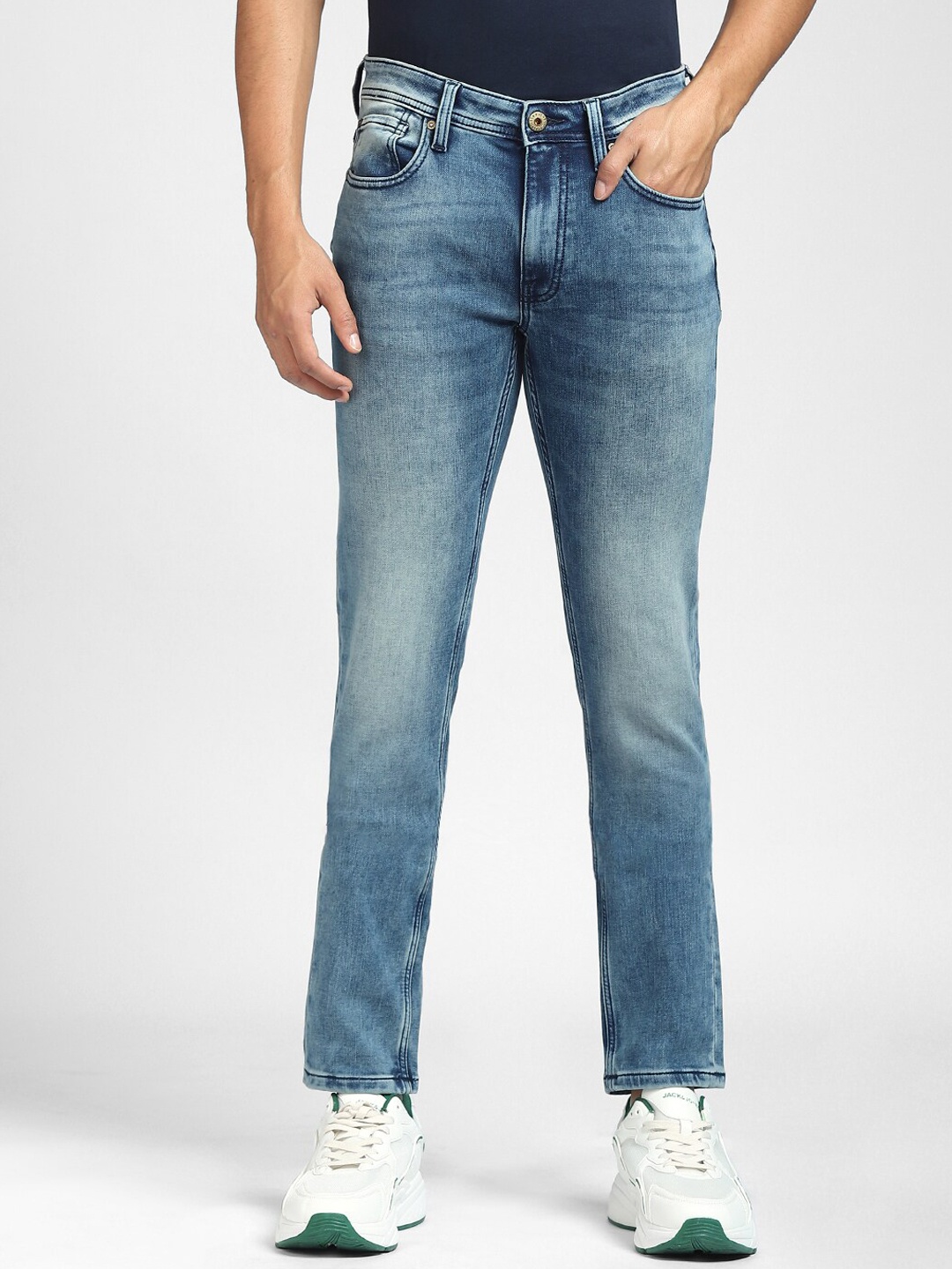 

Jack & Jones Men Skinny Fit Low-Rise Heavy Fade Jeans, Blue