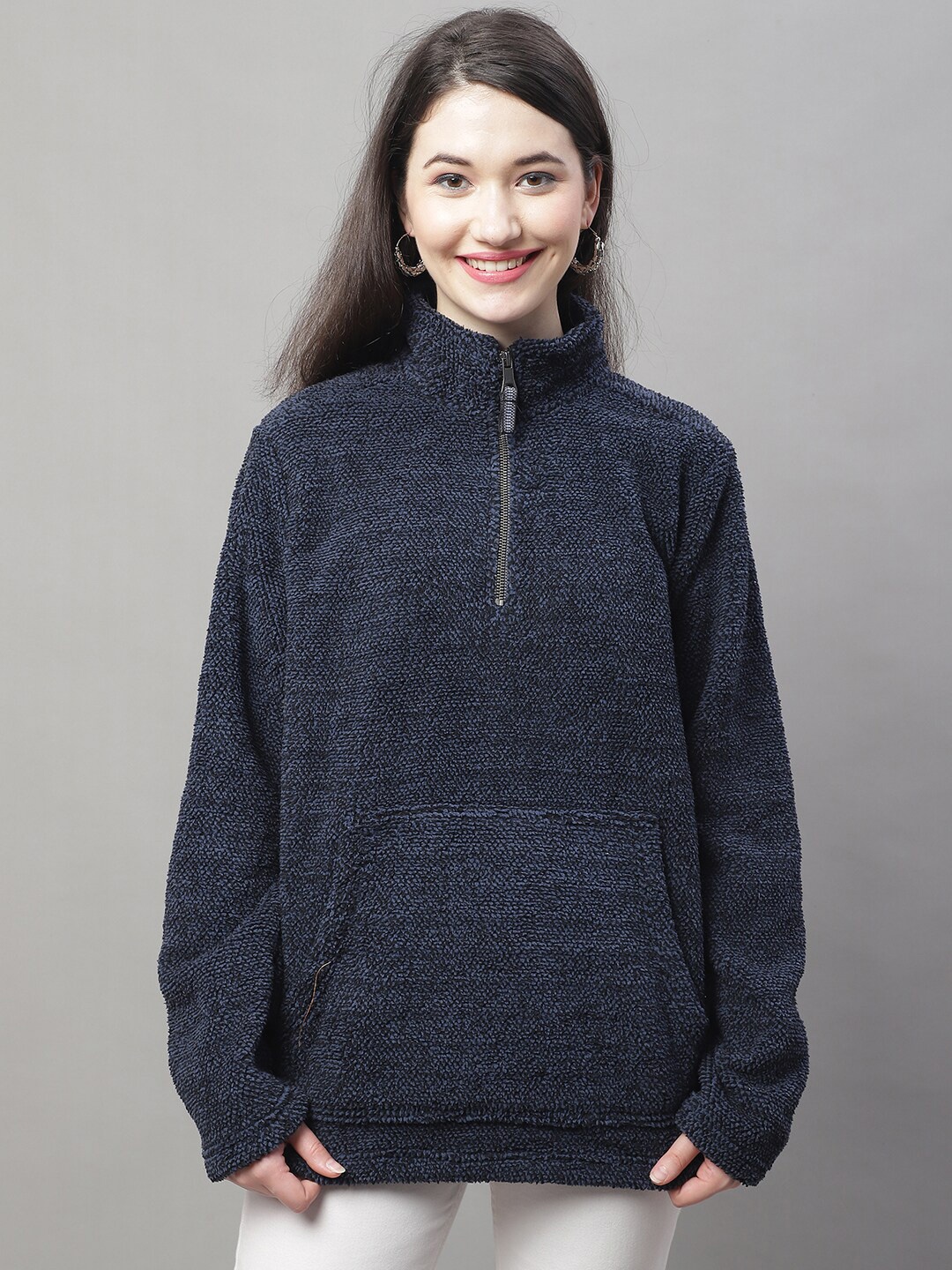

NoBarr Mock Collar Sweatshirt, Navy blue