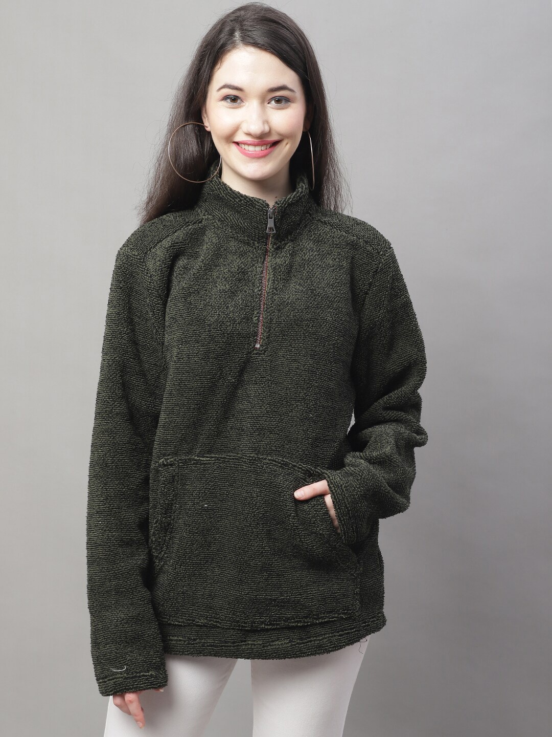 

NoBarr Mock Collar Sweatshirt, Olive