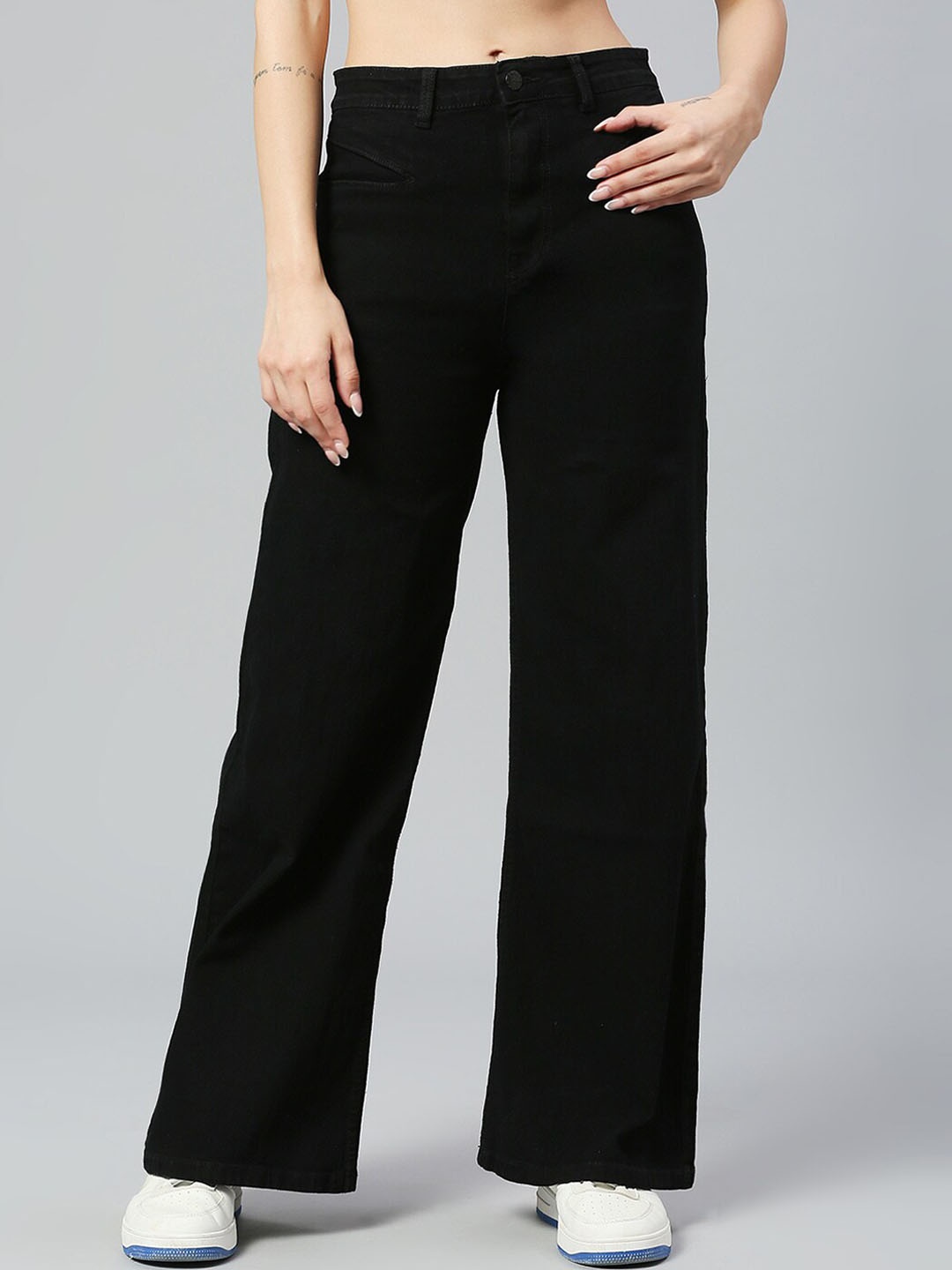 

HJ HASASI Women High-Rise Stretchable Wide Leg Jeans, Black