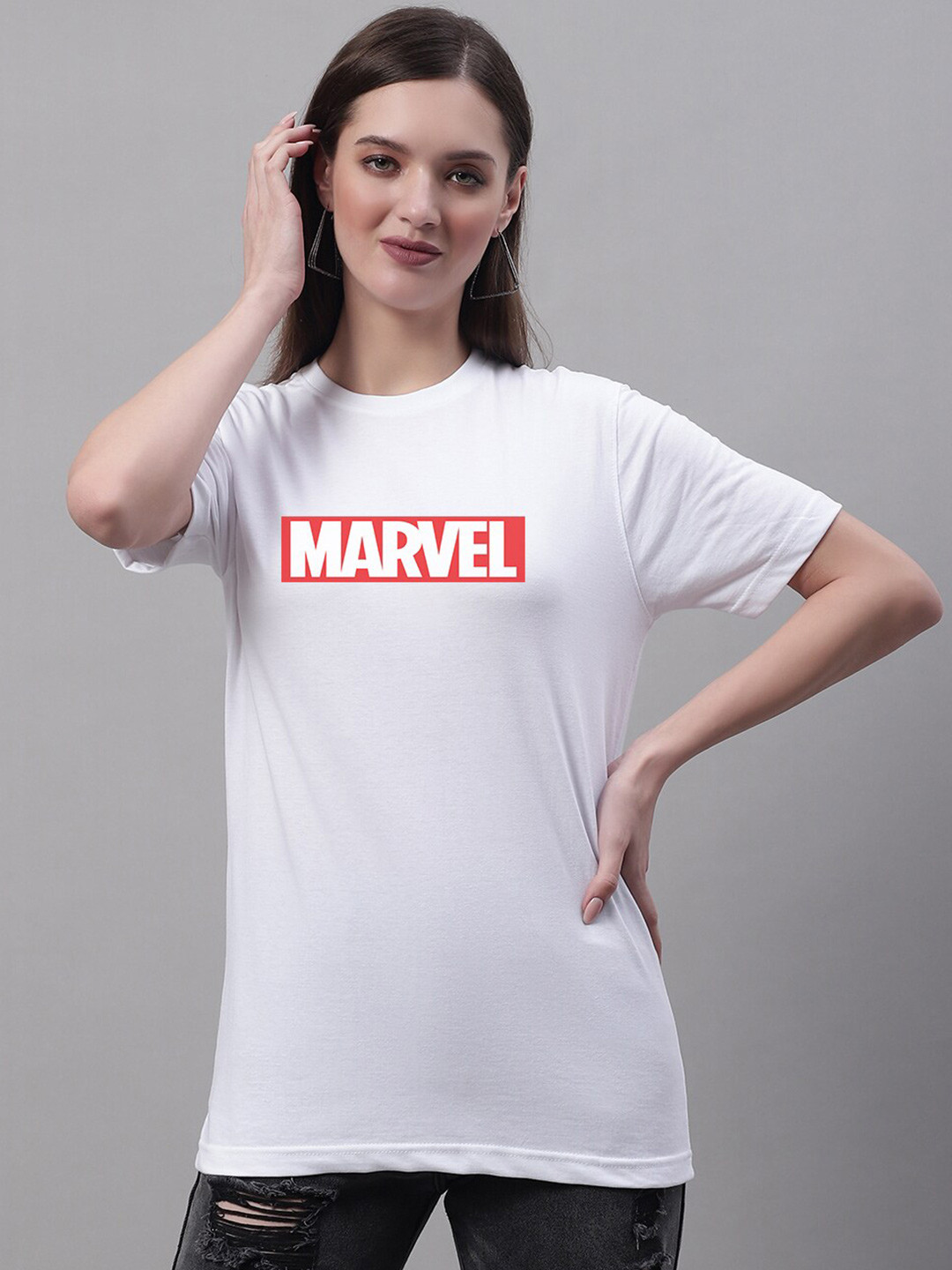 

borse lele Marvel Printed Casual Pure Cotton T-shirt, White