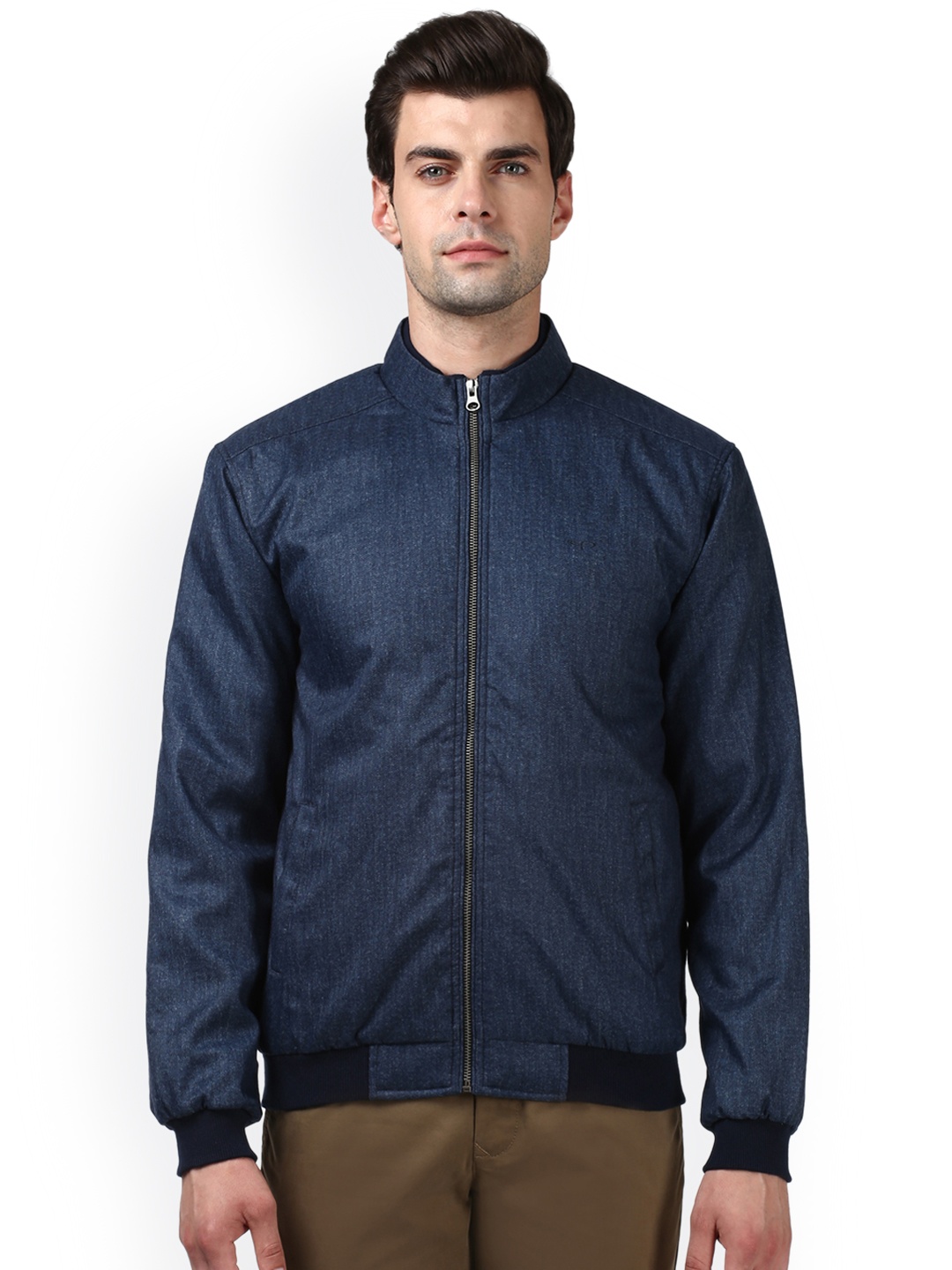 

ColorPlus Men Navy Solid Bomber, Navy blue