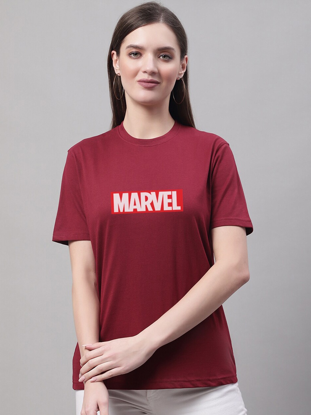 borse lele Marvel Printed Casual Pure Cotton T-shirt, Maroon