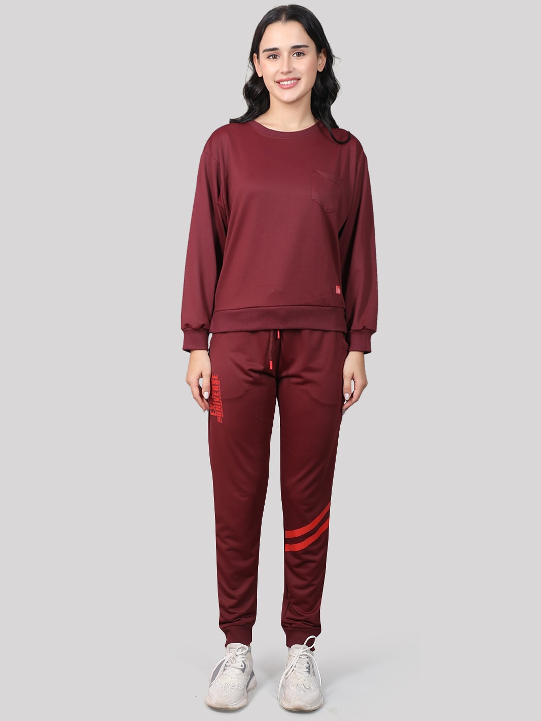 

evolove Relaxed-Fit Mid Rise Cotton Tracksuit, Maroon