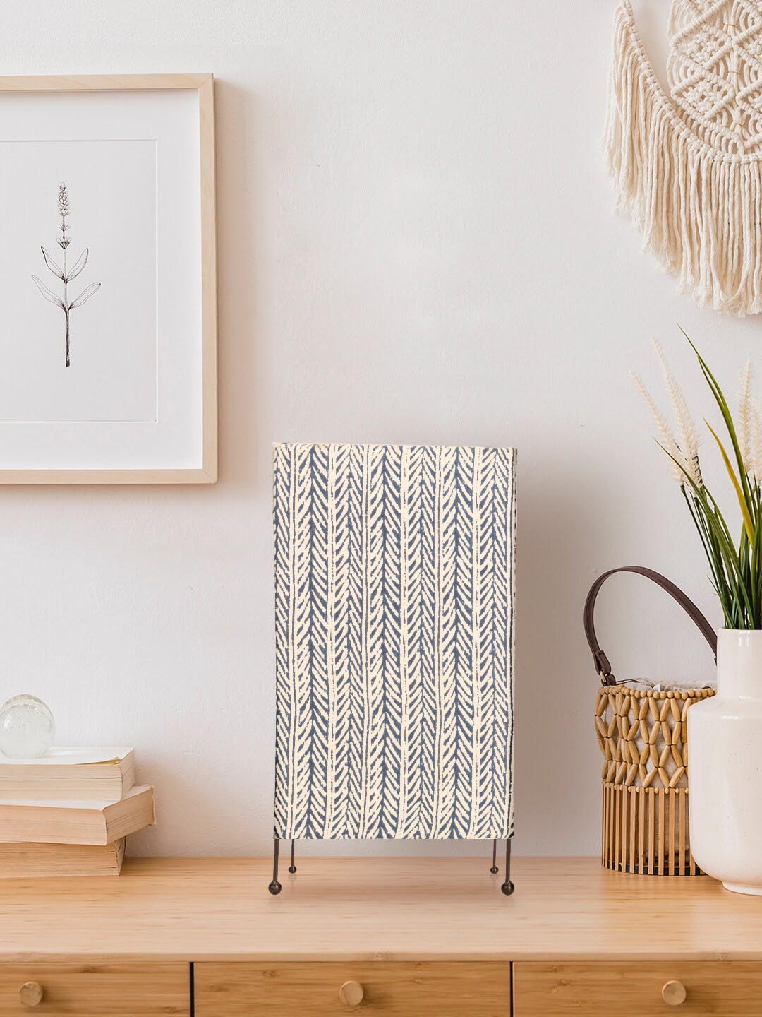 

green girgit White & Blue Printed Cotton Table Lamp