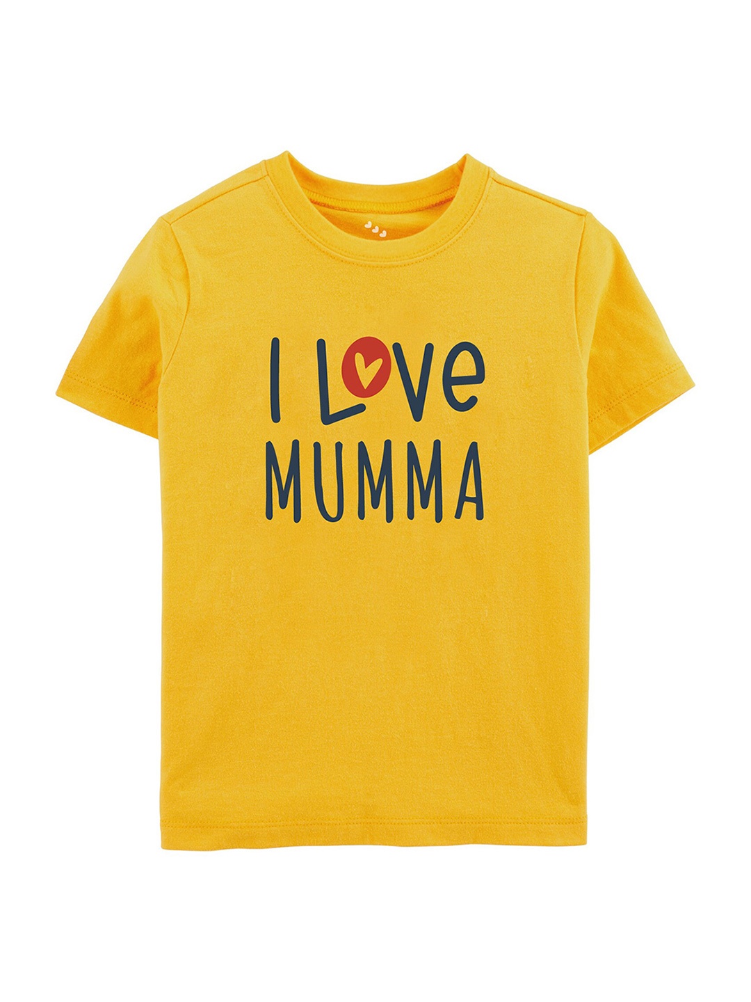 Zeezeezoo Kids I love Mumma Printed Round Neck Pure Cotton T-shirt, Yellow