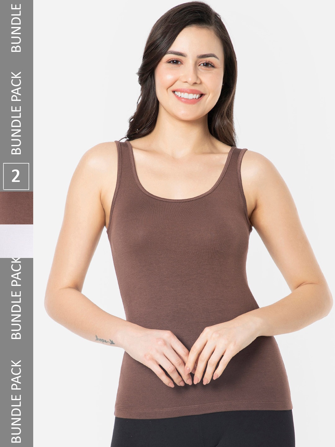 

Amante Pack Of 2 Non Padded Camisoles, Brown