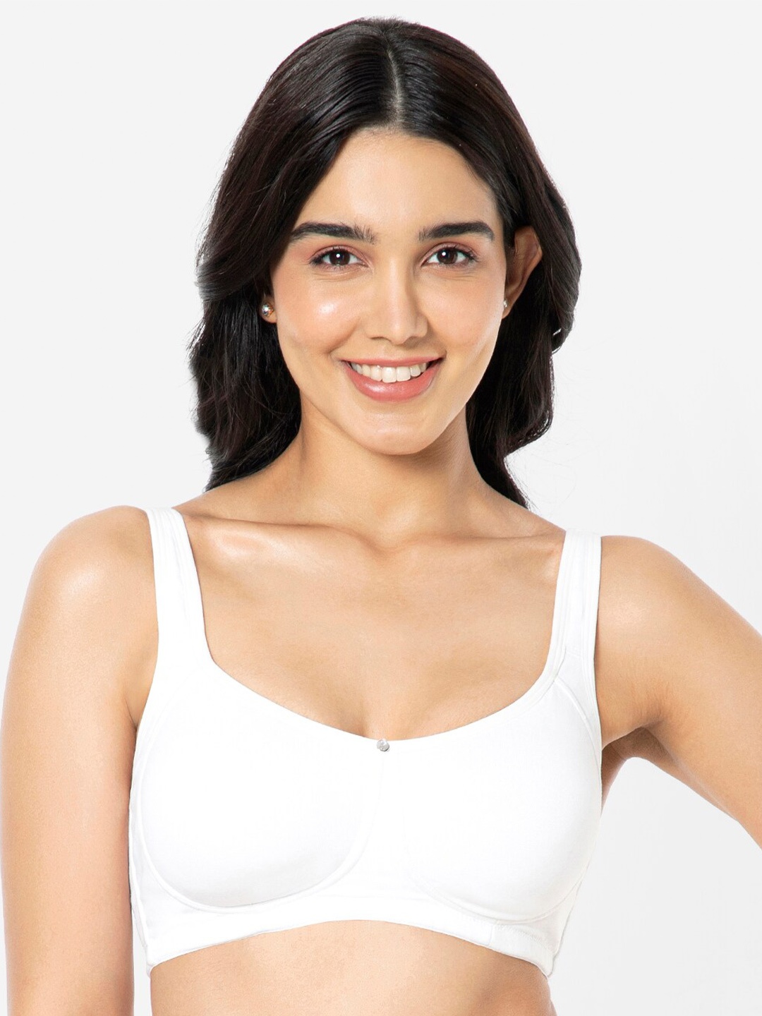 

Amante Solid Non Padded Wirefree Cotton Super Support Bra - BRA93401, White