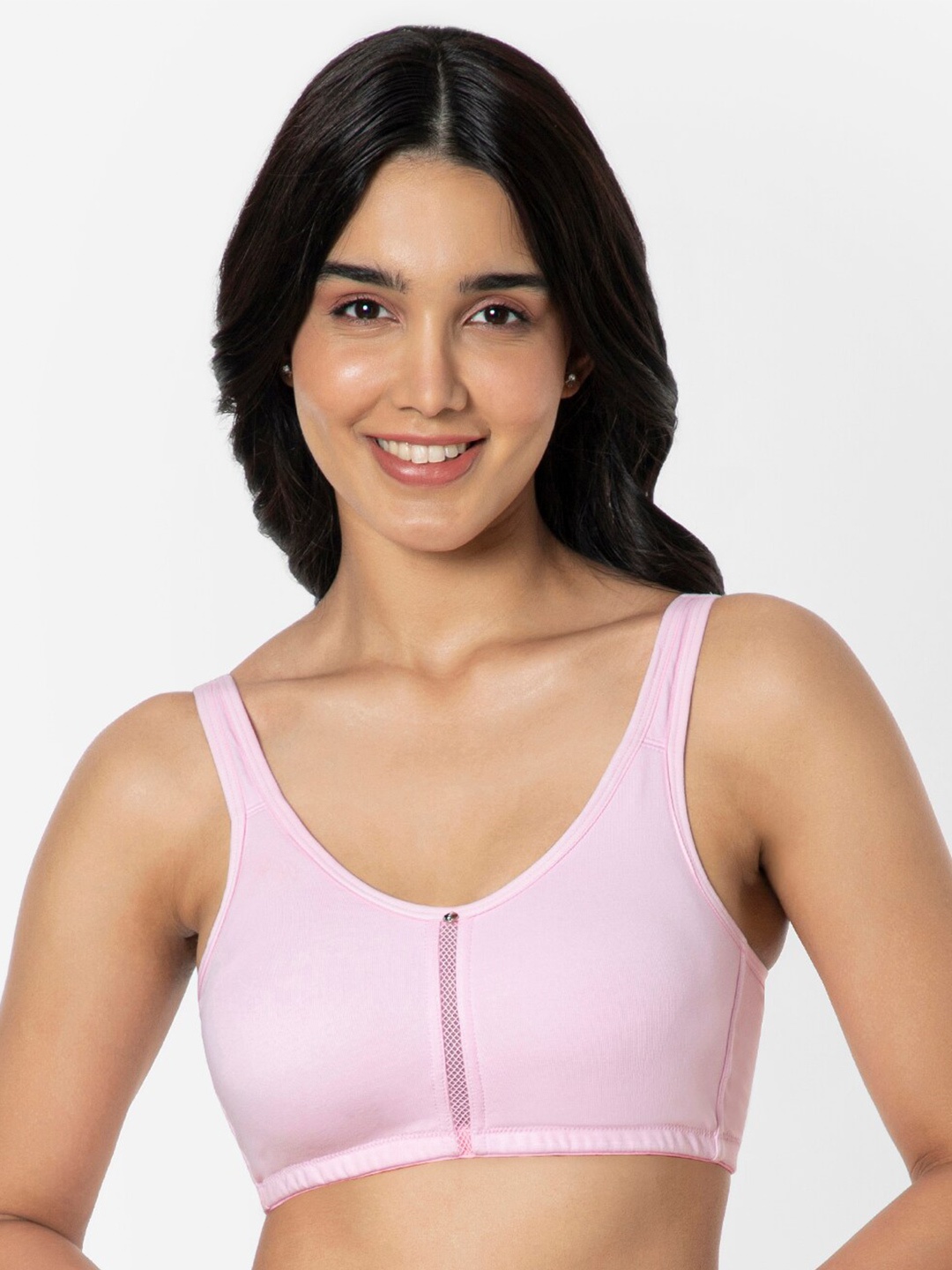 

Amante Solid Non Padded Wirefree Cotton Daily Support Bra - BRA93201, Pink