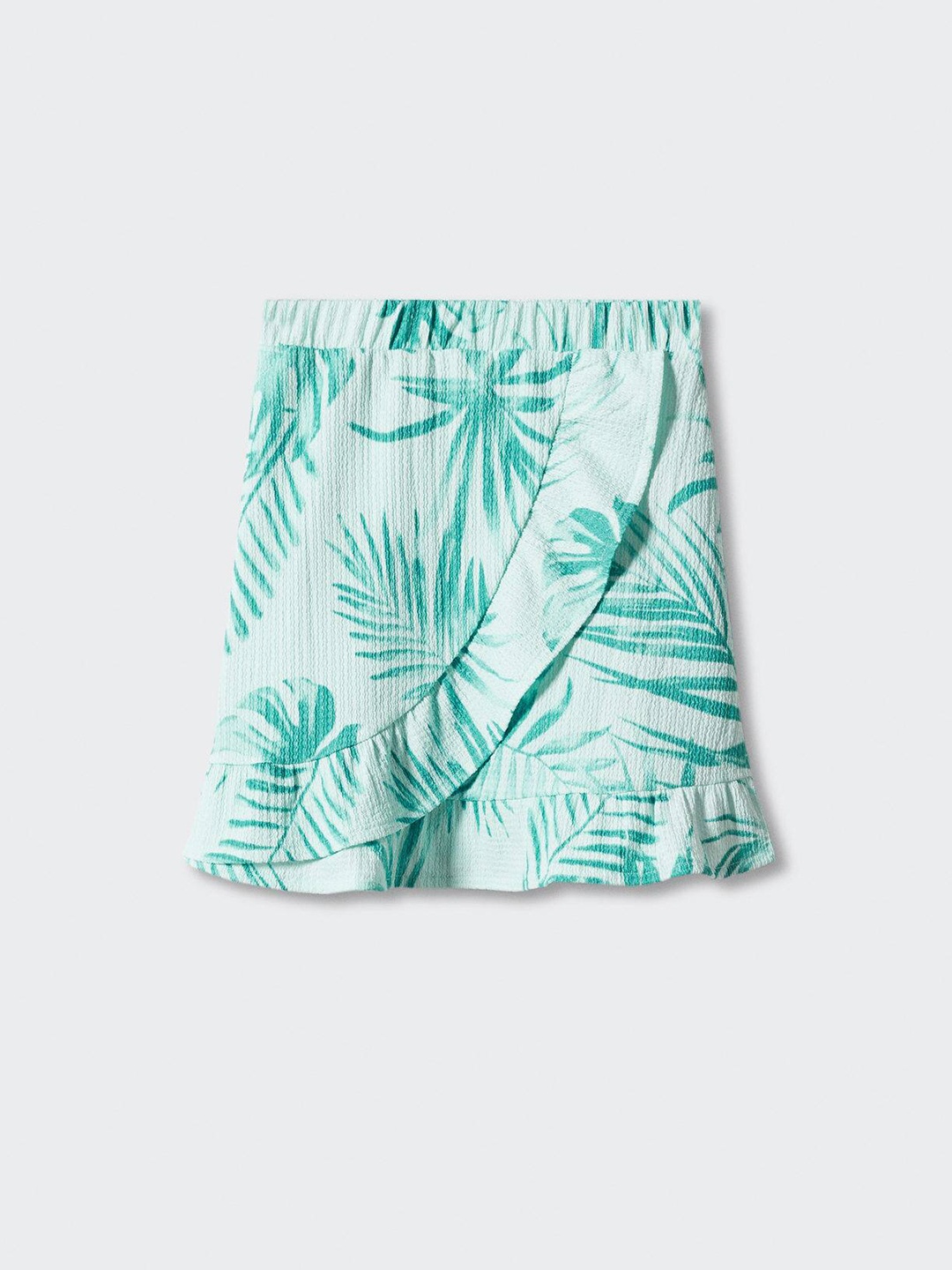 

Mango Kids Tropical Print Ruffled Detail Wrap Skirt, Green