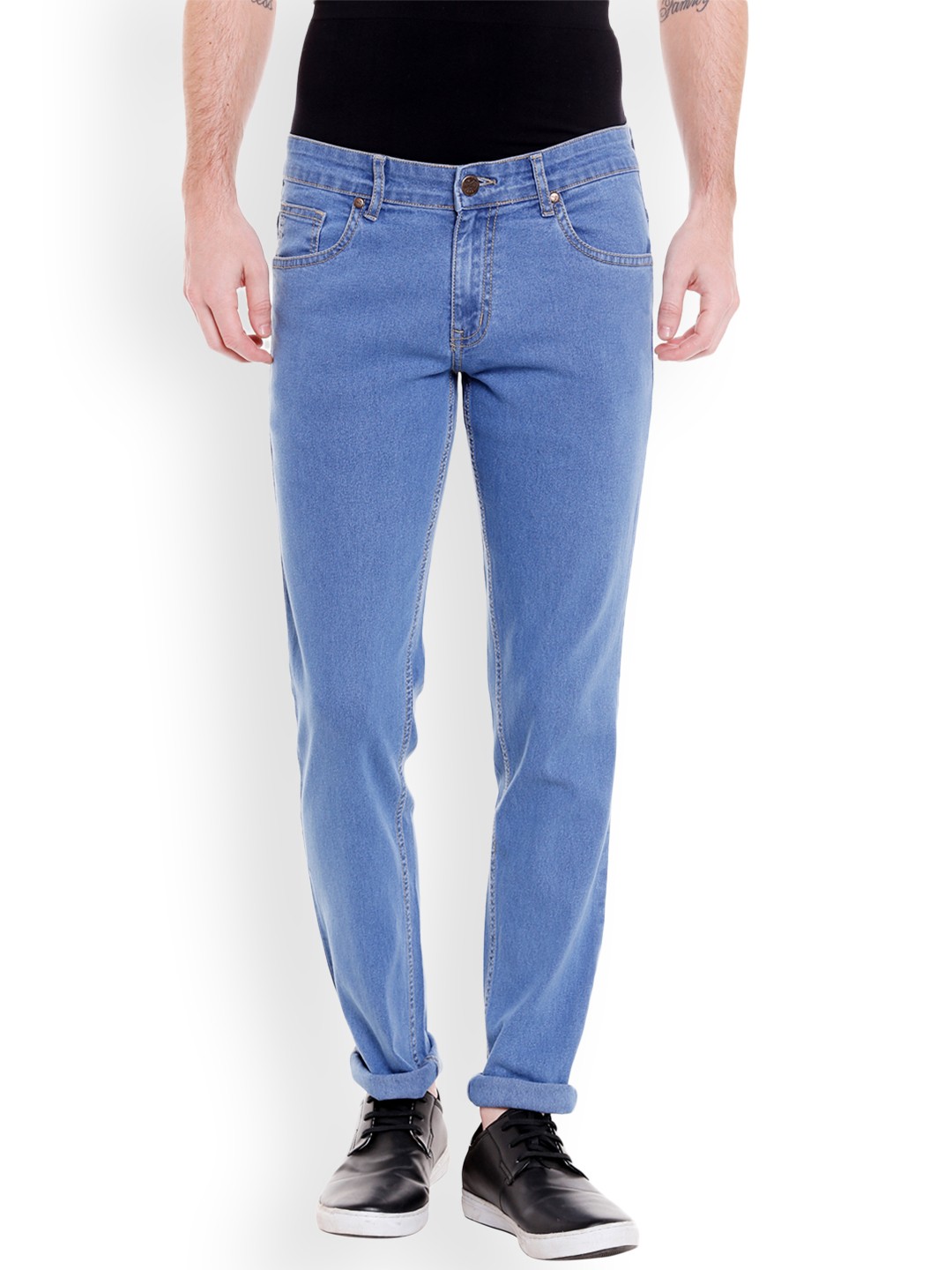 

High Star Men Plus Size Blue Slim Fit Mid-Rise Clean Look Stretchable Jeans