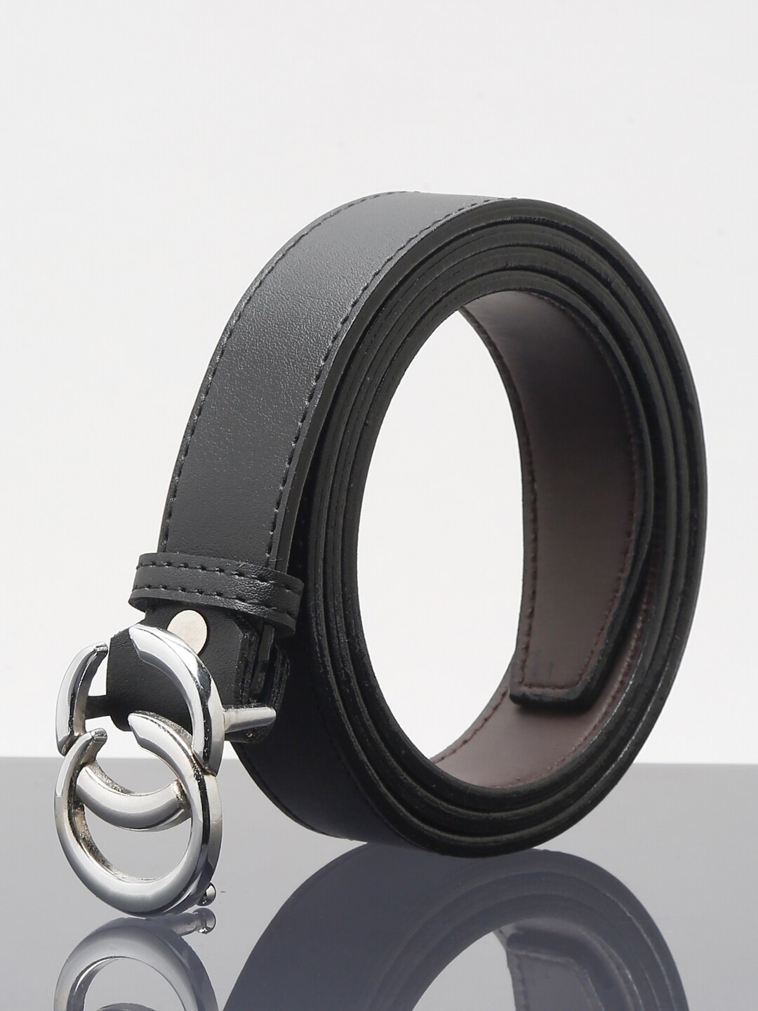 

Apsis Women Synthetic Belt With Push Pin, Black