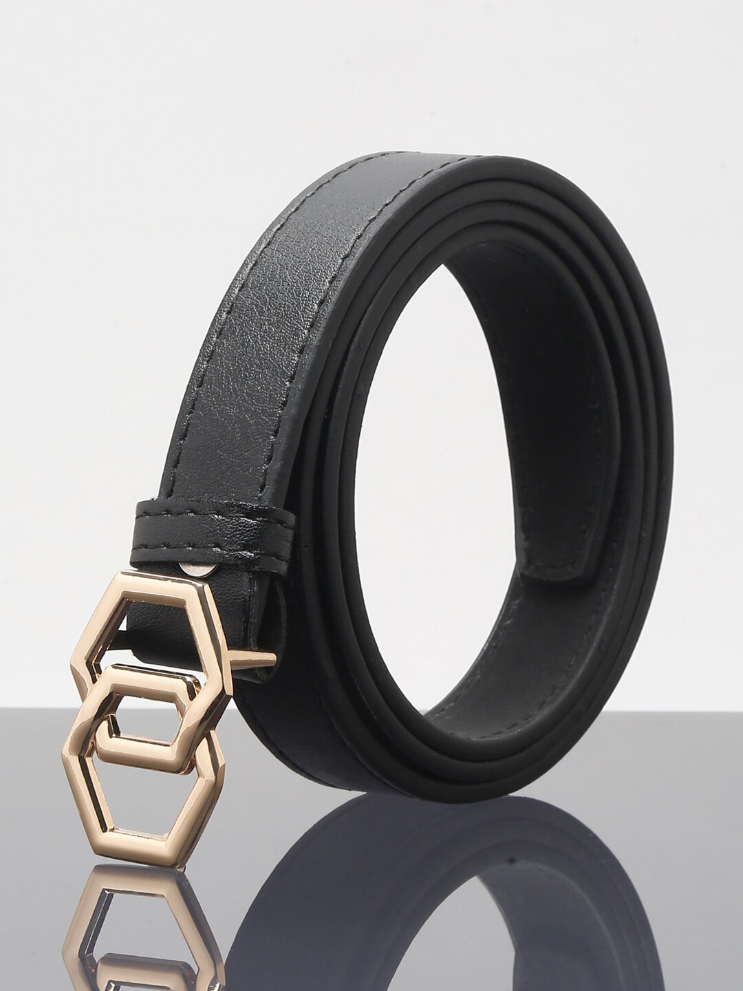 

Apsis Women Synthetic Belt With Push Pin, Black