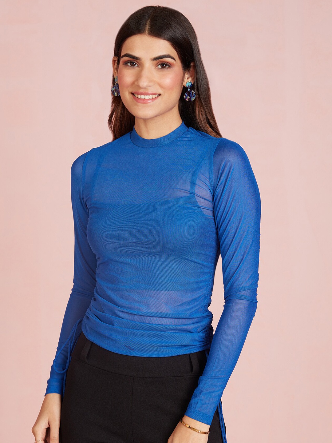 

20Dresses Blue High Neck Fitted Top